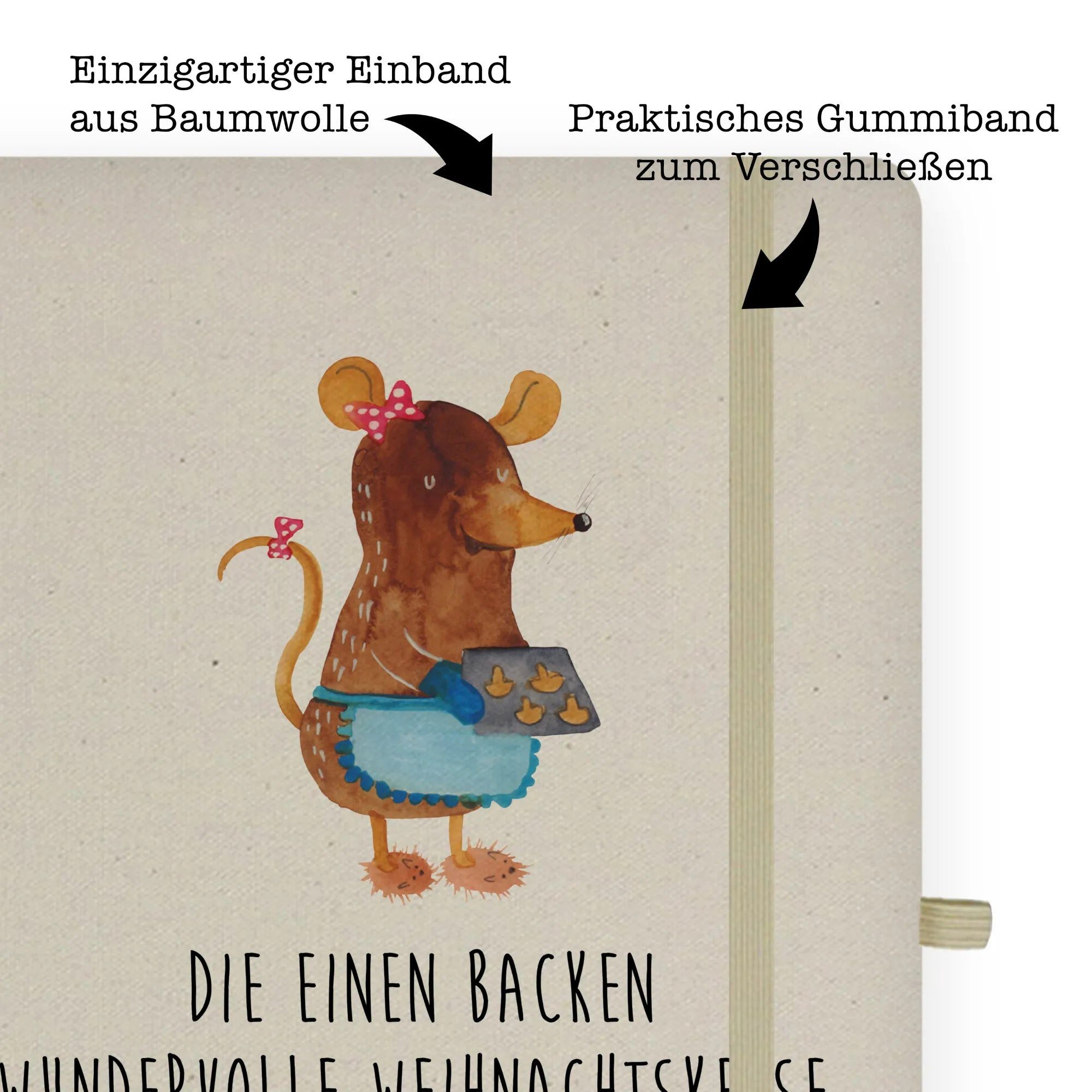Thumbnail - Mr. & Mrs. Panda Notizbuch Maus Kekse - Transparent - Geschenk, DIN A4 Ideenbuch, Weihnachtsbäck Mr. & Mrs. Panda, Echte...