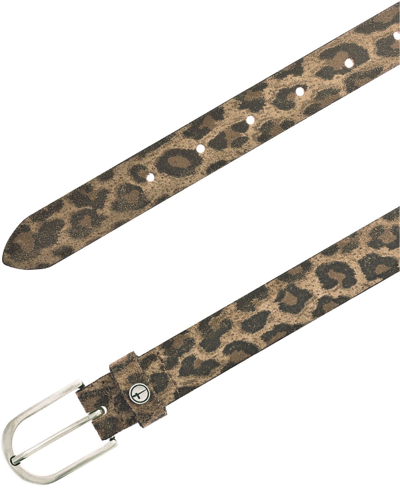 Tamaris Ledergürtel "Cathy Silver" stilvolles Leo-Muster, hochwertiges Rindleder mit Vintage-Finish