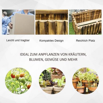 Outsunny Hochbeet Gemüsebeet, Pflanzbeet (Blumenkasten, 1 St., Pflanzkasten), für Garten, Balkon, Naturholz