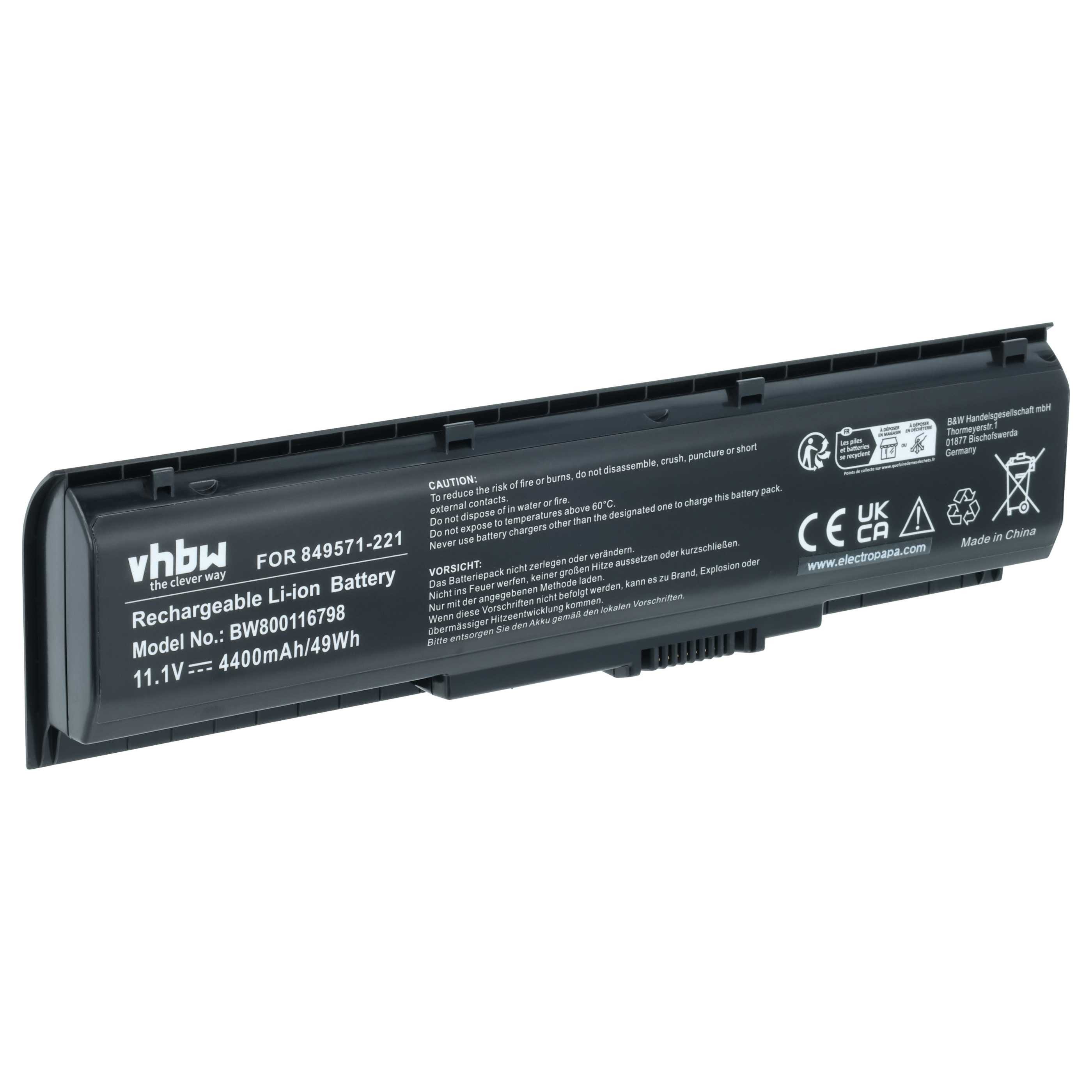 vhbw Akku passend für HP 17-ab000ng, 17-ab000, 17, 17-ab004ng, 17-ab003ng, Laptop-Akku Akku Li-Ion 4400 mAh (11,1 V, 1 St), Leistungsfähiger Austausch-Akku für Notebook, Wiederaufladbar, Jede