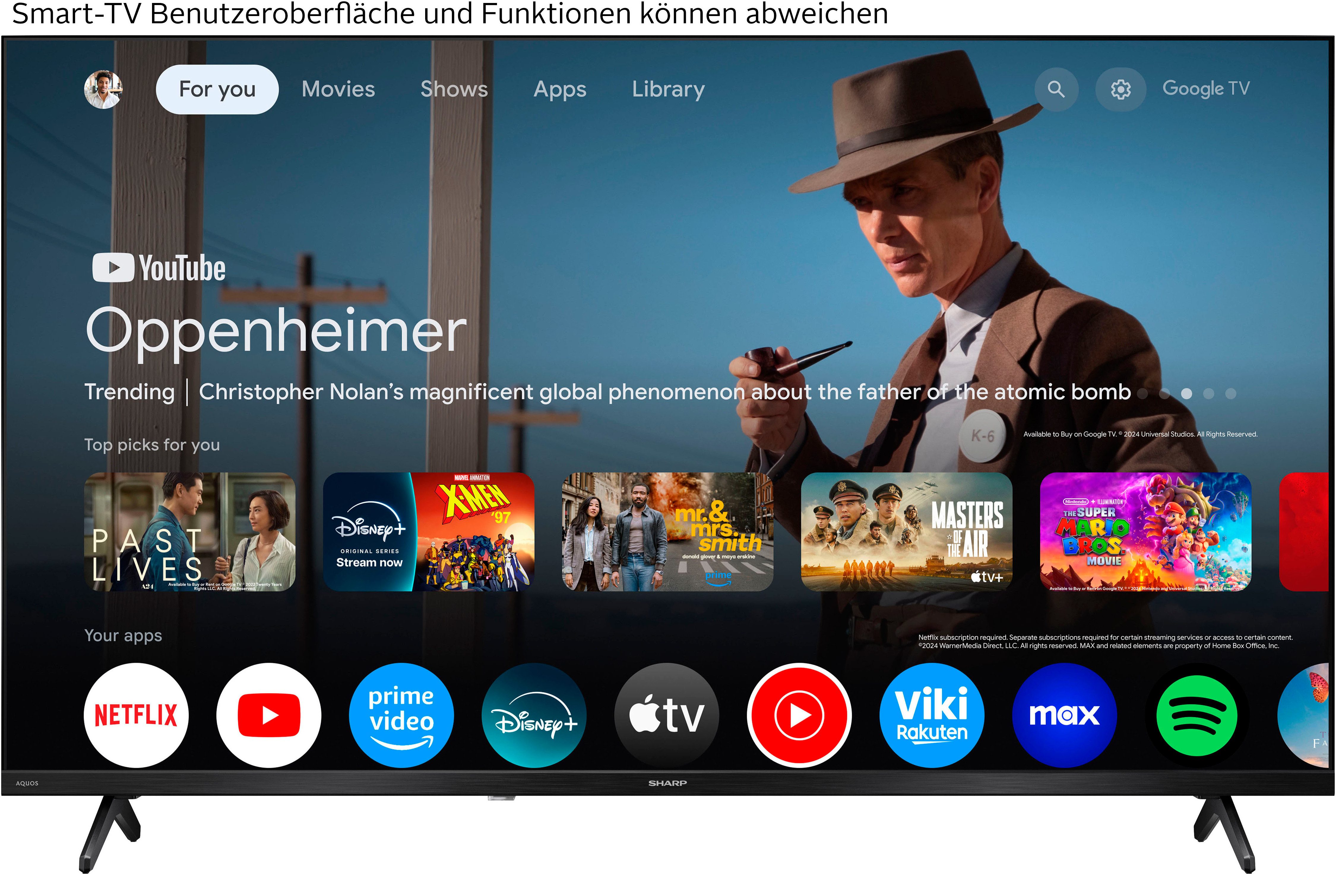 Sharp 2T-C40HF3x QLED-Fernseher (101 cm/40 Zoll, Full HD, Smart-TV, Google TV)