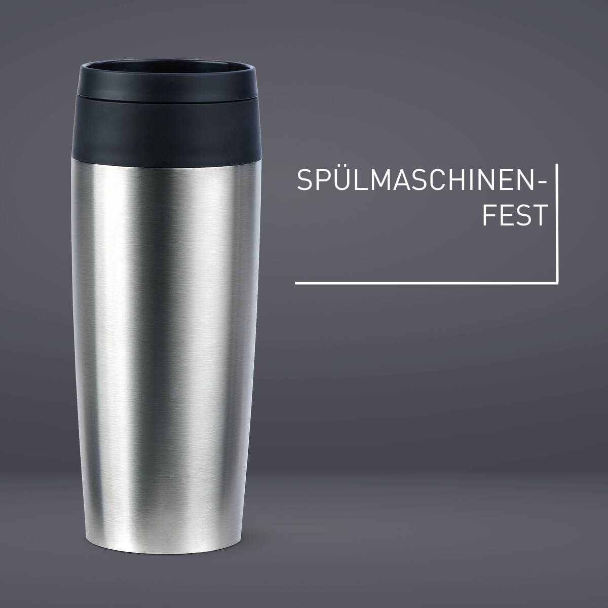 Emsa Thermobecher Travel Mug Classic, mit 360°-Trinköffnung, auslaufsicher, rutschfest, Edelstahl, Kunststoff, Silikon, 4h heiß, 8h kalt - 360 ml / 6h heiß, 12h kalt - 500 ml, 100% dicht