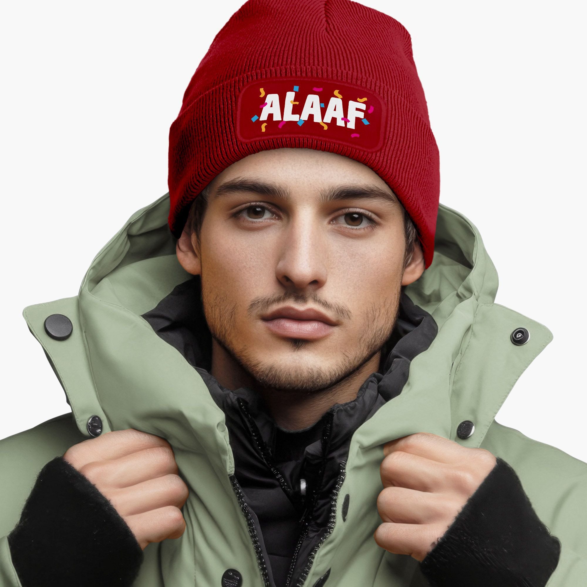 MoonWorks Strickmütze Herren Beanie Patch Strickmütze mit Spruch Aufdruck F günstig online kaufen
