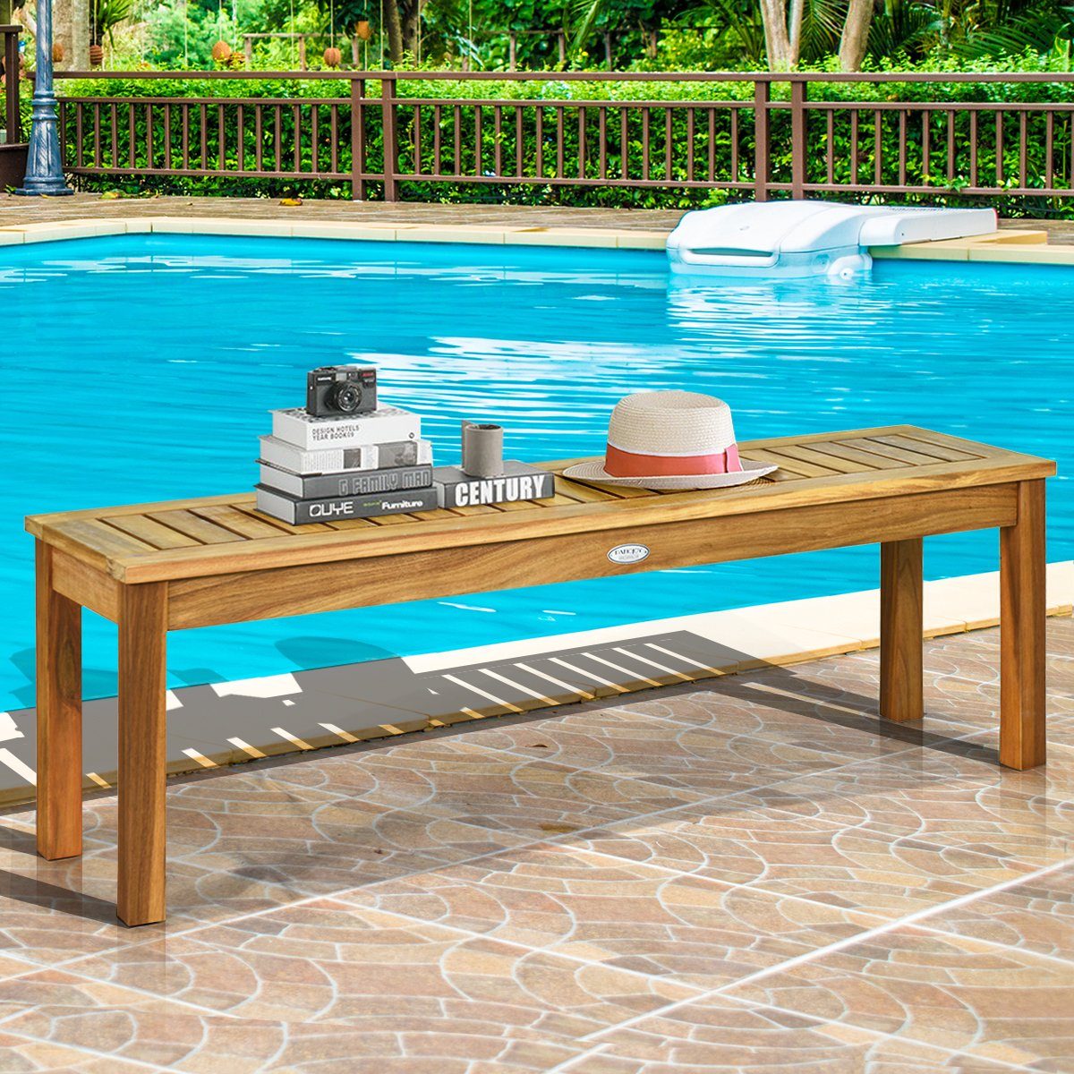 COSTWAY Sitzbank, bis 320kg belastbar, 132 x 34 x 43,5cm, ohne Fußstütze