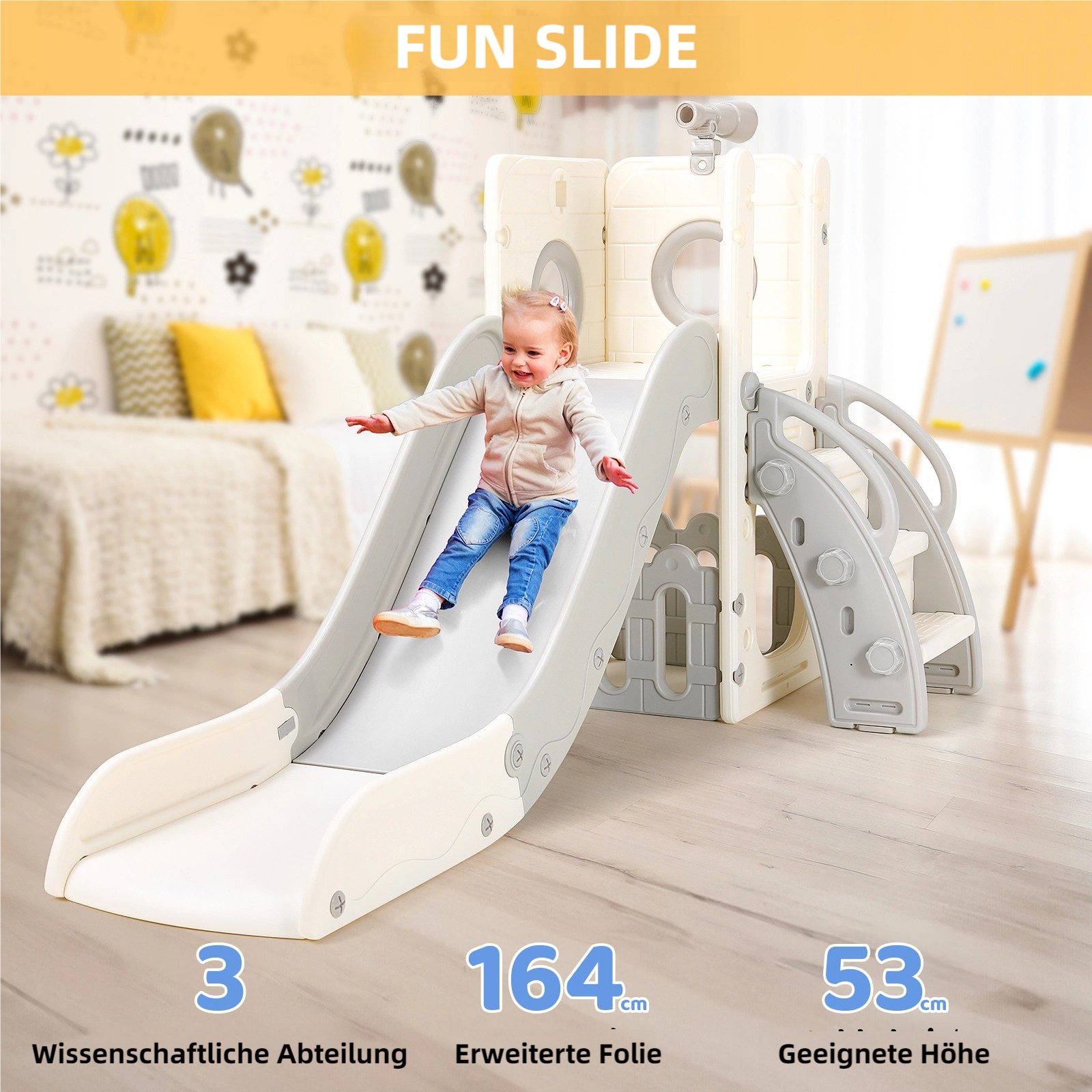 TLGREEN Rutsche 5-in-1 Kinderrutsche, Gartenrutsche Breite Stufen und Griffe, (Indoor und Outdoor Freistehende Rutsche), Kinderrutsche mit Schaukel, Klettergerü – Bild 5 von 5