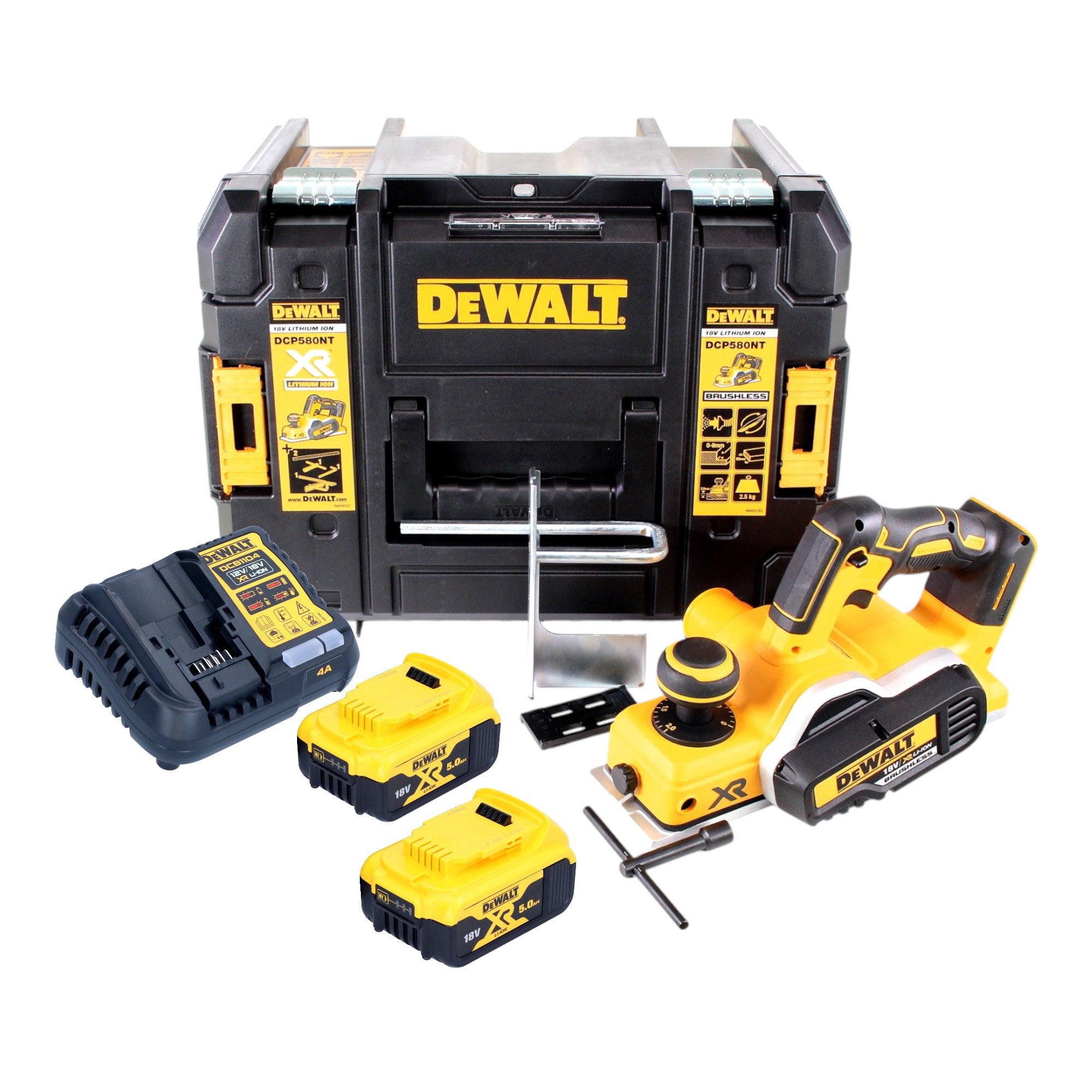DeWalt Elektrohobel DCP 580 P2 Akku Ломтерезки 18V 82mm + 2x Akku 5,0Ah + Ladegerät + TSTAK