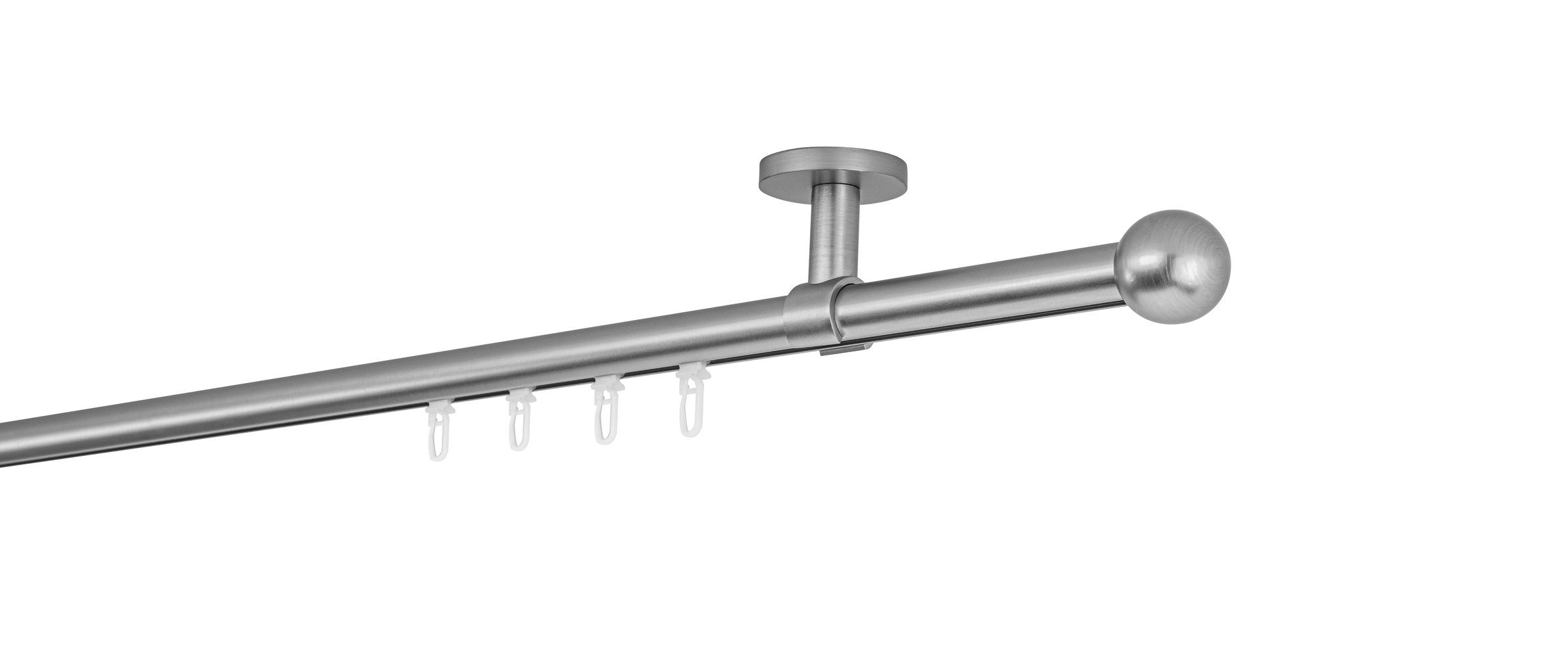 ondeco Gardinenstange Profil Deckenabstand 4cm Ball, Ø 20 mm, 1-läufig-läufig, Wunschmaßlänge, Bohren, verschraubt