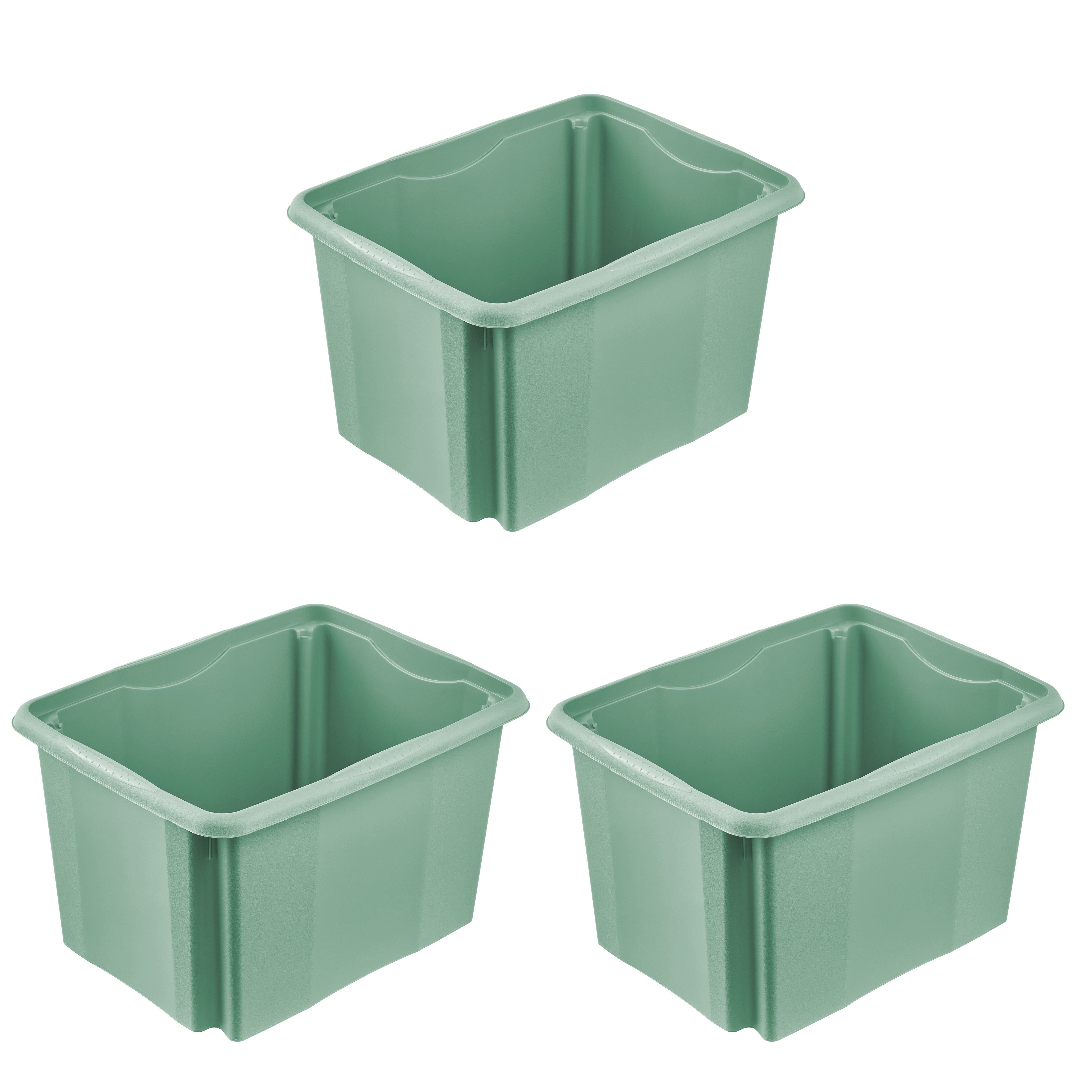 keeeper Aufbewahrungsbox Emil, 3er Set, 30 L, 44,5 x 34,5 x 27 cm (Set, 3 St), ineinander und aufeinander stapelbar