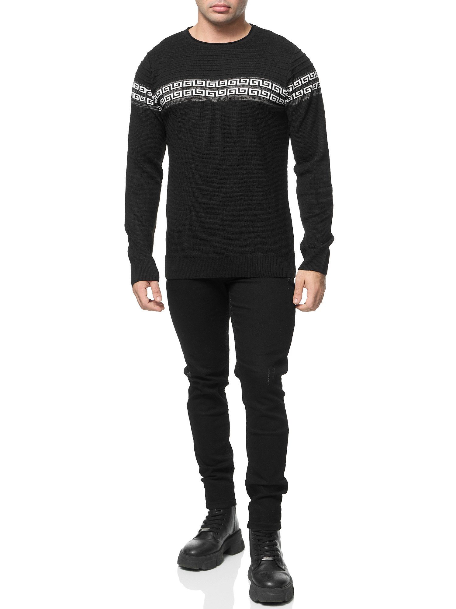 Banco Rundhalspullover Rundhals Basic Pullover Ganzjahrpullover Winter Herbst Frühling