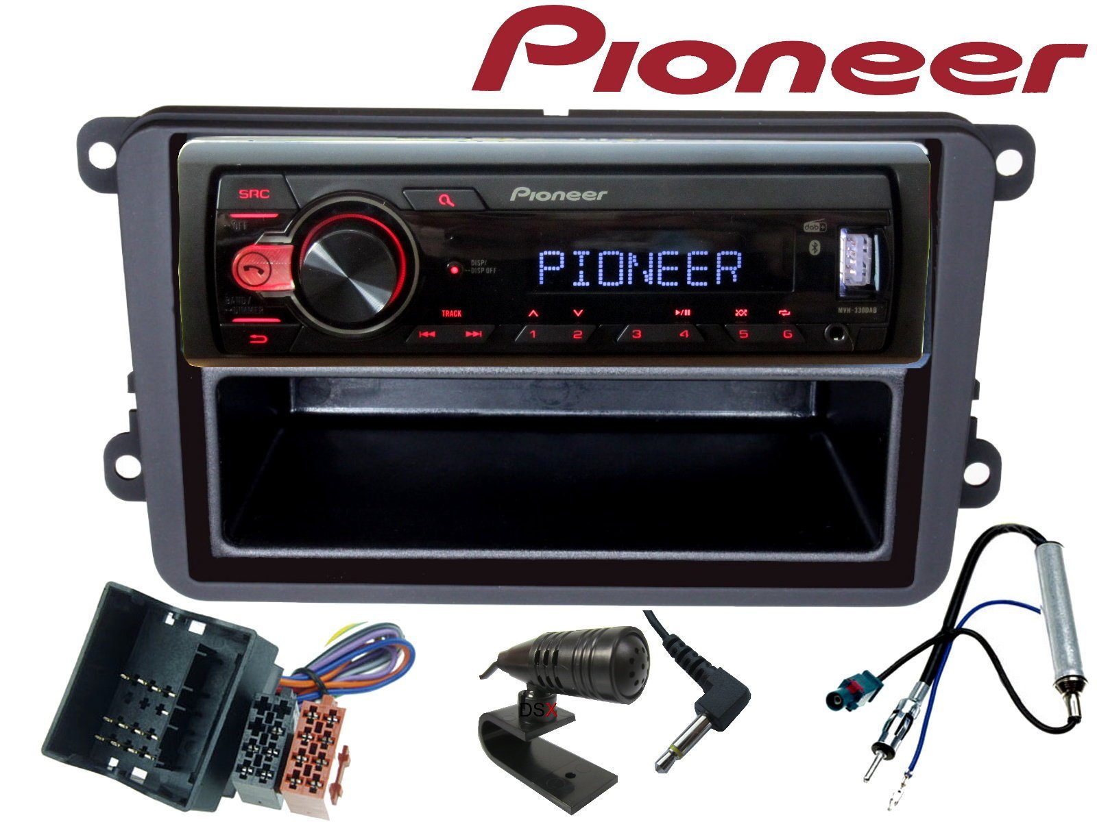DSX PIONEER DAB+ Bluetooth USB für VW Golf 5 V 6 VI Passat 3BG Antenne Autoradio (Digitalradio (DAB), UKW, 50,00 W)