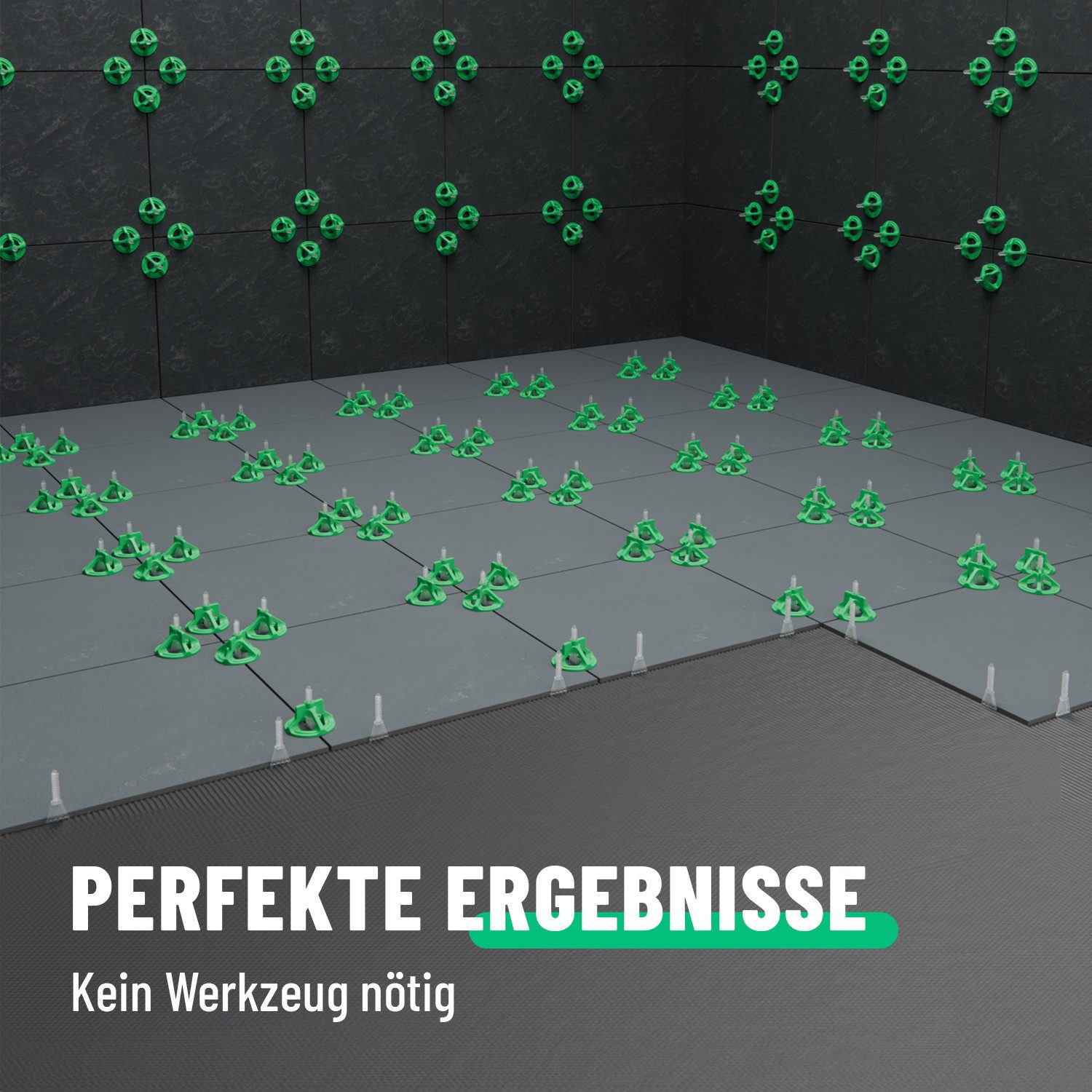 greate. Nivelliersystem 500-teiliges Fliesen Nivelliersystem 2mm - Fliesenverlegehilfe Set (500-St) – Bild 4 von 5