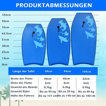 KOMFOTTEU Schwimmbrett Surfbrett mit Fuß-Zugseil, 83x47cm