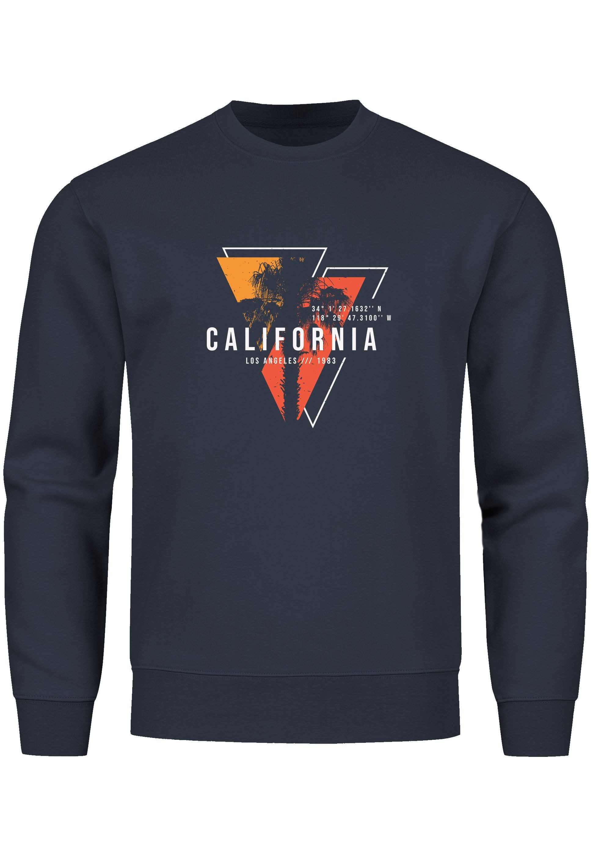 Neverless Sweatshirt Sweatshirt Herren Palmen Kalifornien Los Angeles USA günstig online kaufen