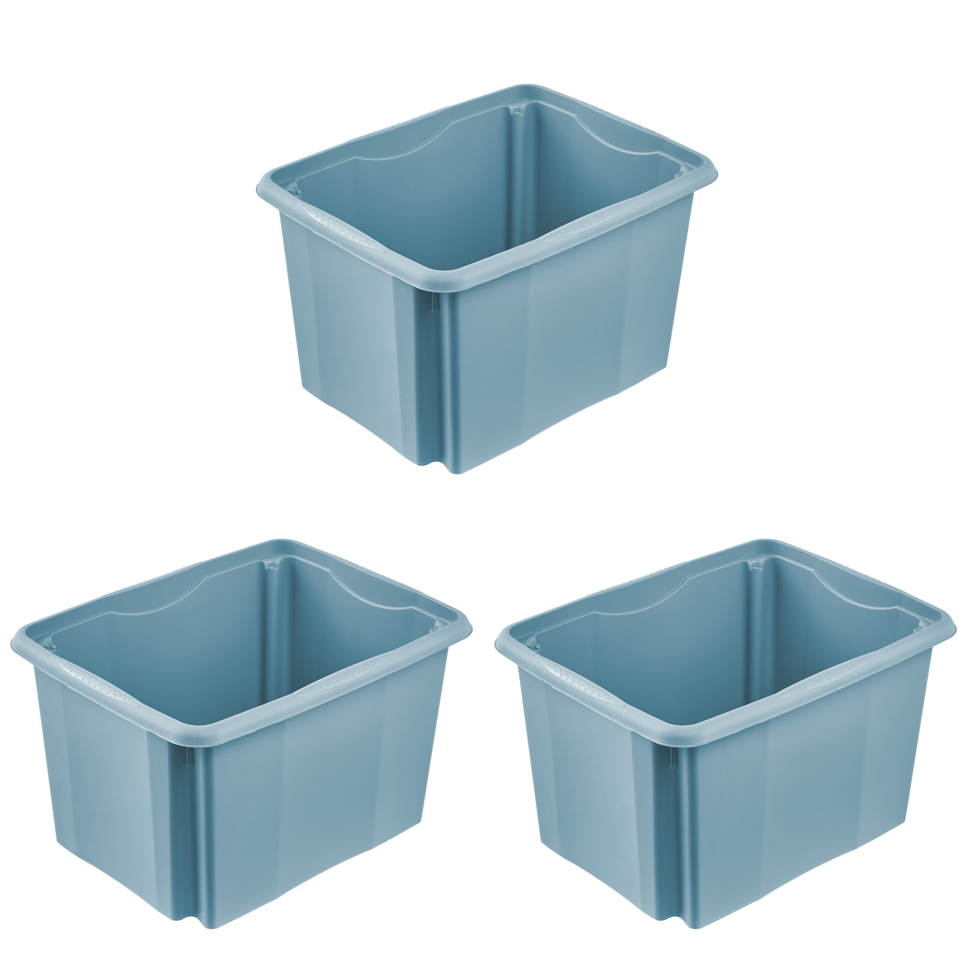 keeeper Aufbewahrungsbox Emil, 3er Set, 30 L, 44,5 x 34,5 x 27 cm (Set, 3 St), ineinander und aufeinander stapelbar
