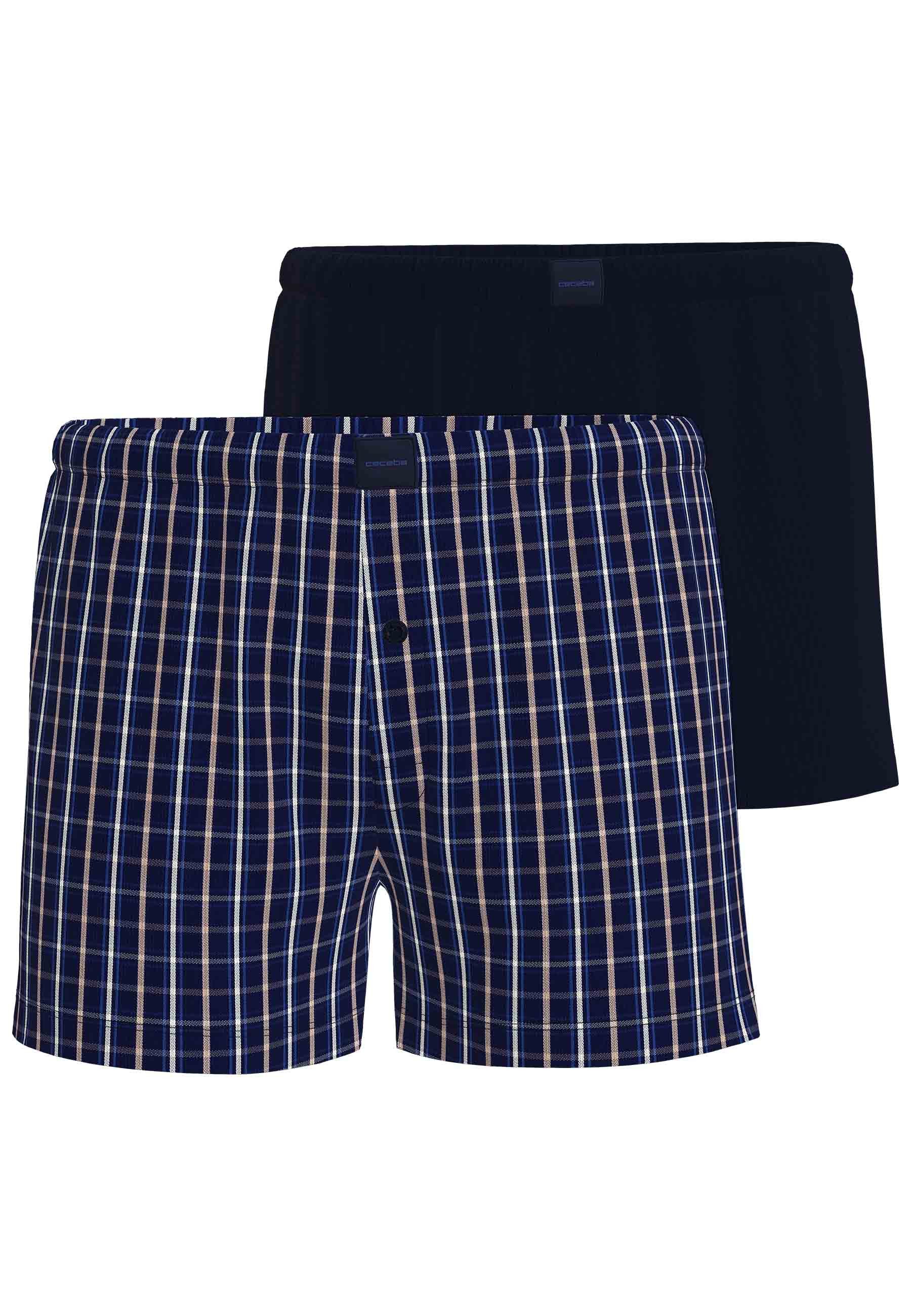 CECEBA Boxershorts CECEBA Herren Boxershort blau kariert 2er Pack (2-St)