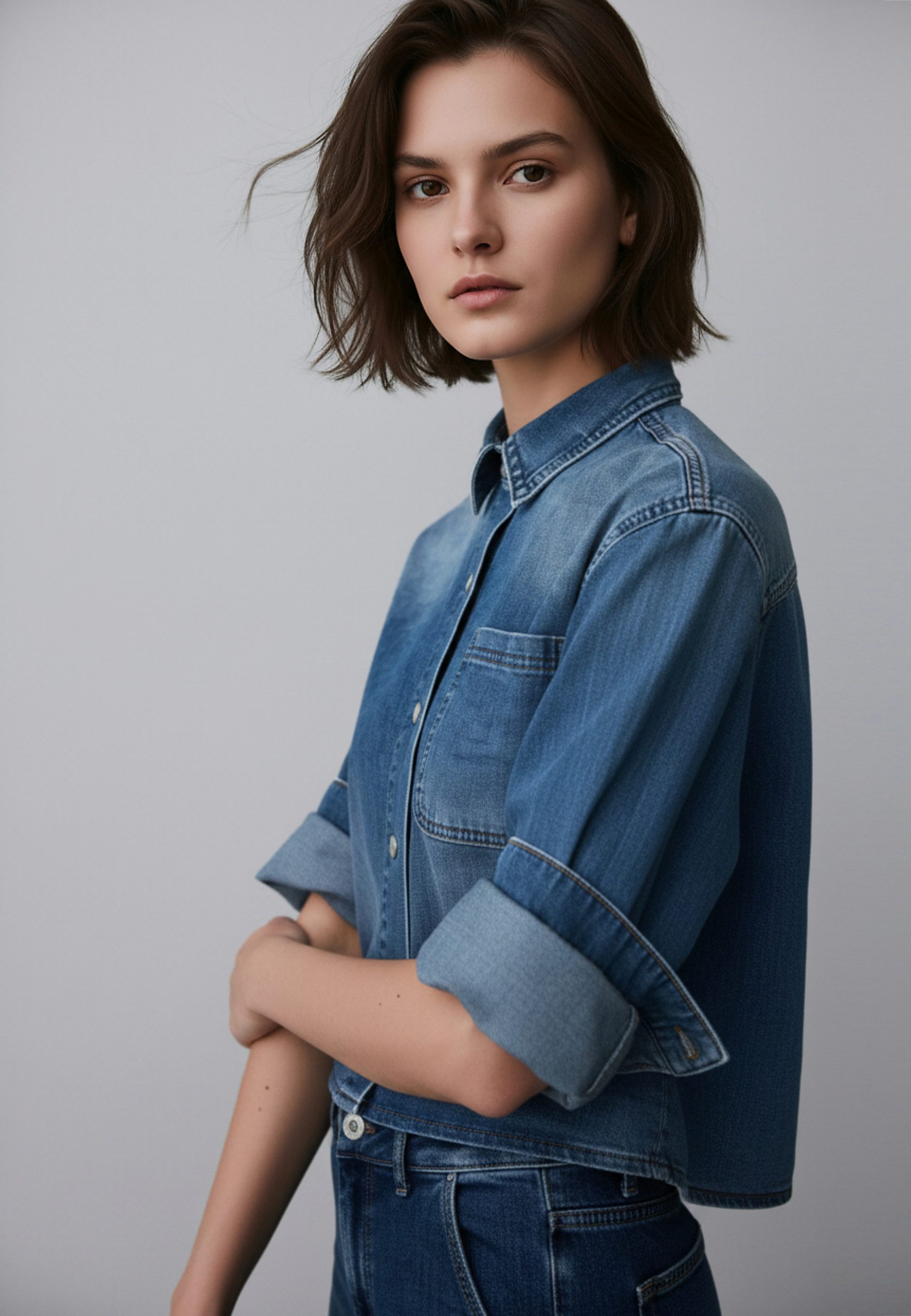 Andijamo-Fashion Jeansbluse SOFT DENIM Weiches elastisches Soft Denim günstig online kaufen