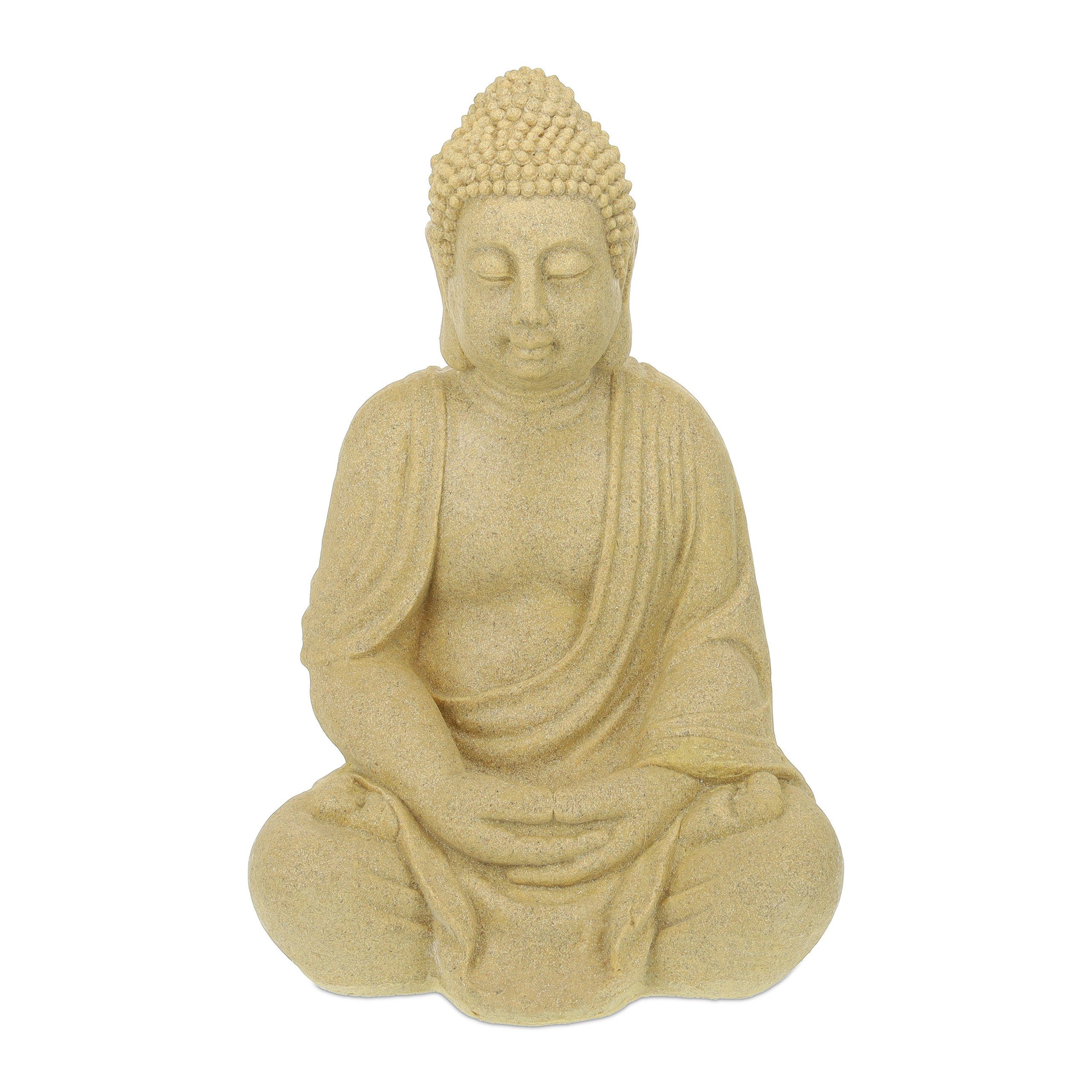 relaxdays Buddhafigur Buddha Figur 70 cm, Sand Beige