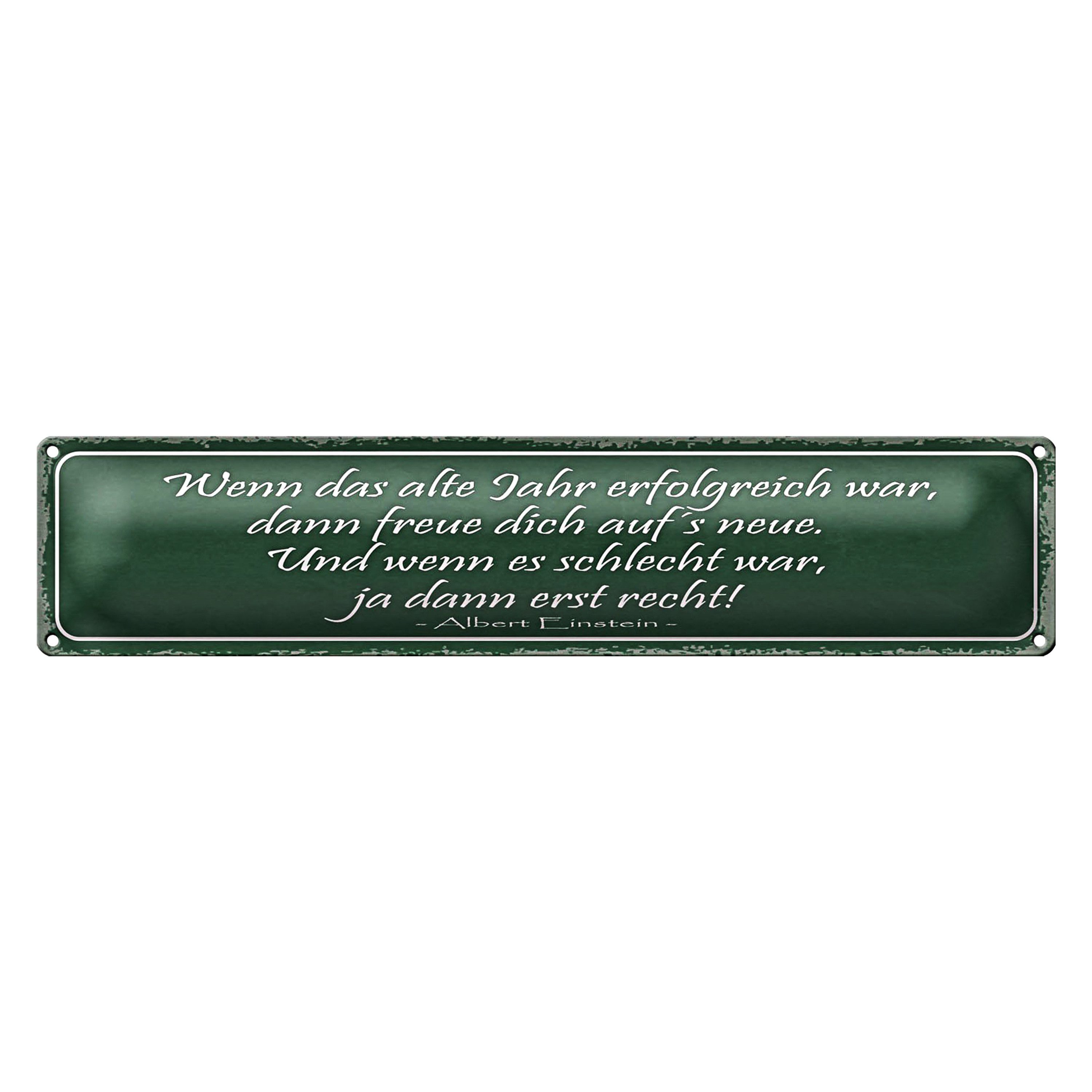 Roomando Metallschild Blechschild Spruch 46x10cm wenn das alte Jahr erfolgreich Dekoration