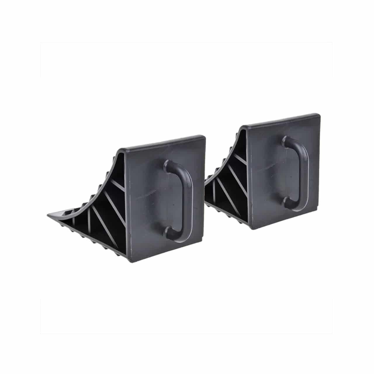 ProPlus Sicherheitskeil Unterlegkeil mit Griff, (2-St), Bremskeil Radkeil Kunststoff Schwarz Wohnwagen Reisemobil Anhänger