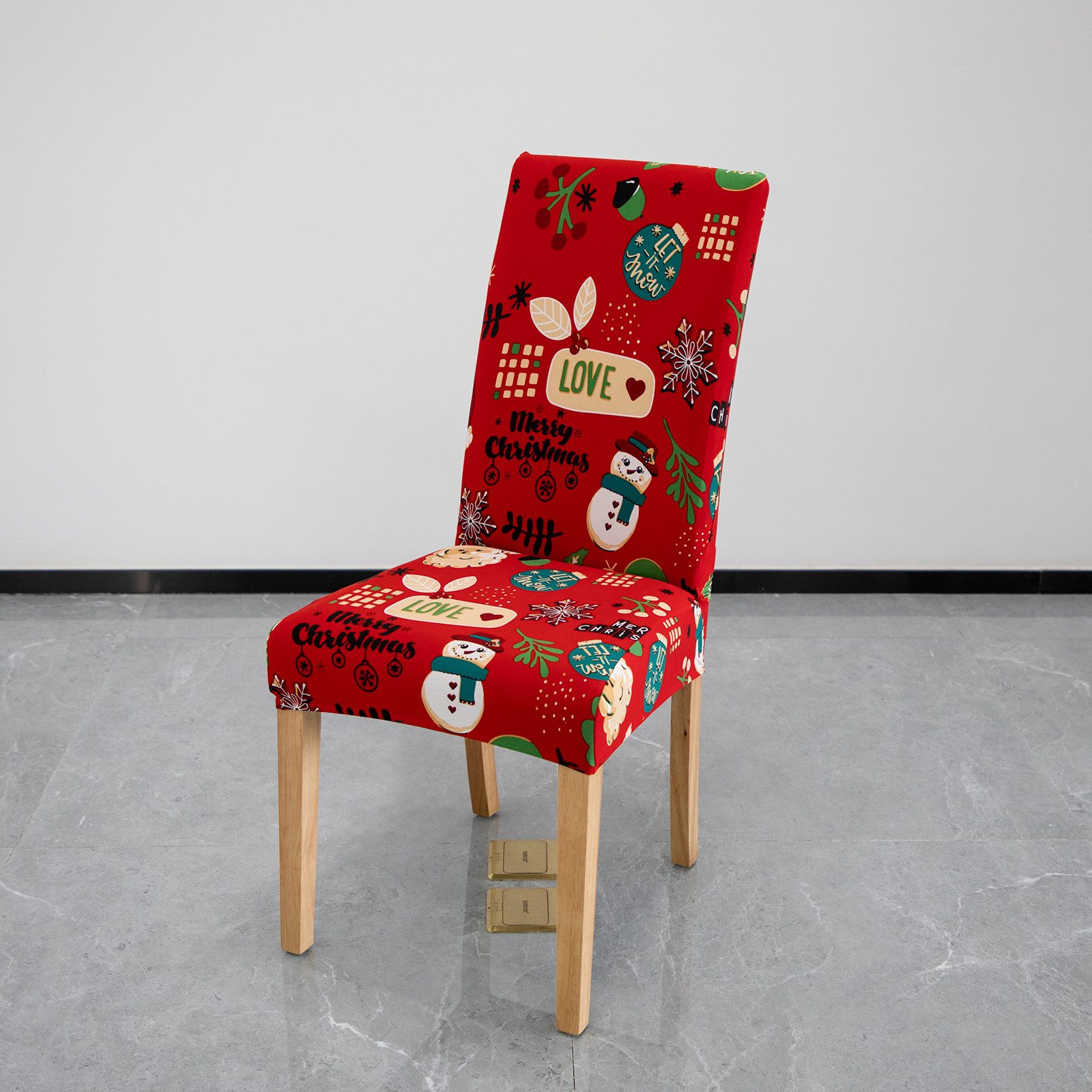 Qelus Stuhlhusse Stretch Stuhlhusse Weihnachtsmann Druck Stuhlhussen 2/4er günstig online kaufen