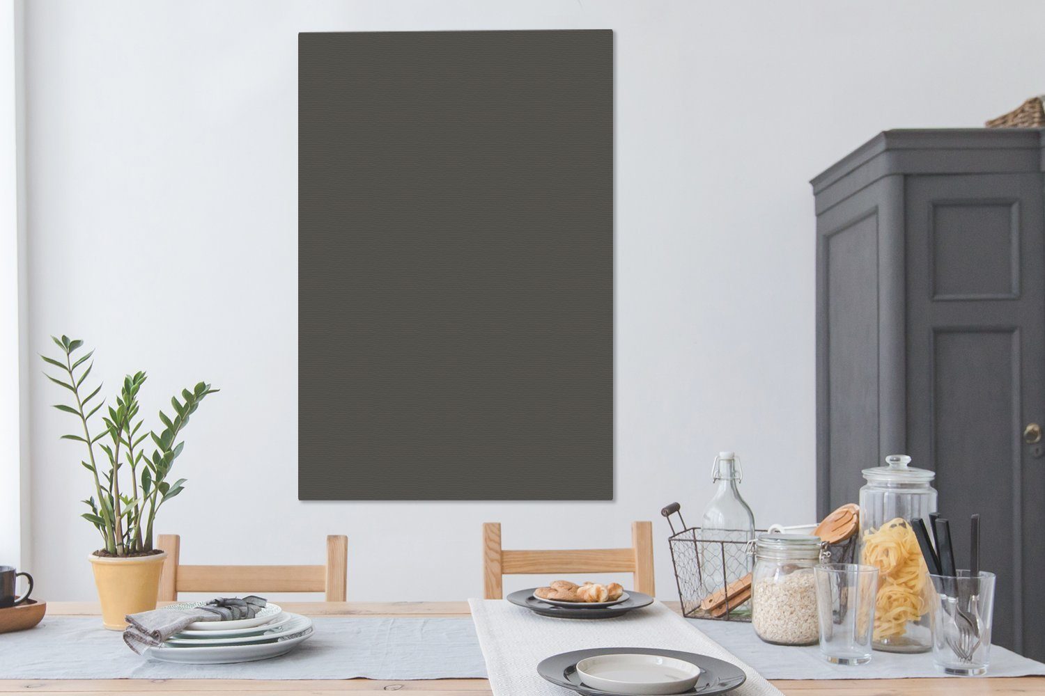 OneMillionCanvasses® Leinwandbild Grau - Farben - Einfarbig, Fotodruck (1 St), Bilder groß Wohnzimmer Schlafzimmer 80x120 cm