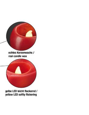 Hellum LED-Kerze Hellum LED-Wachskerzen 6er-Set 3 Formen rot