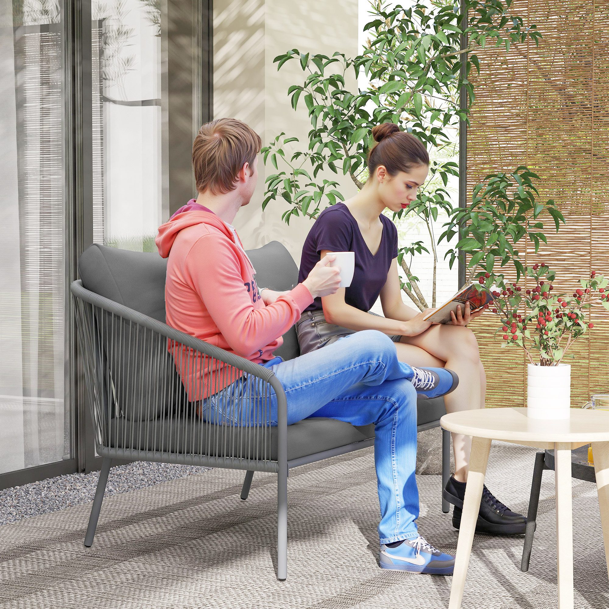 Outsunny Loungesofa mit Kissen, Gartensofa 1 günstig online kaufen