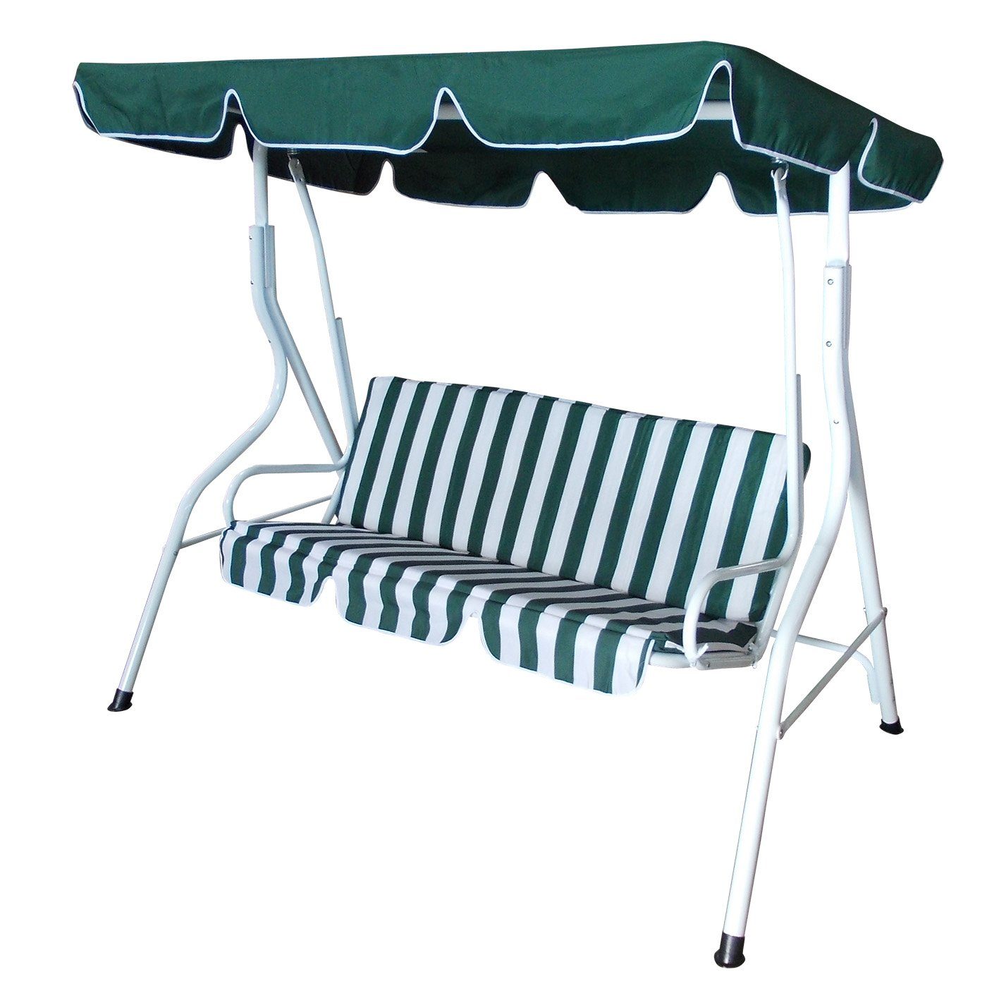 DEGAMO Hollywoodschaukel Florida, 3,00-Sitzer, 3-sitzer, Stahlgestell weiss, Bezüge grün/weiss