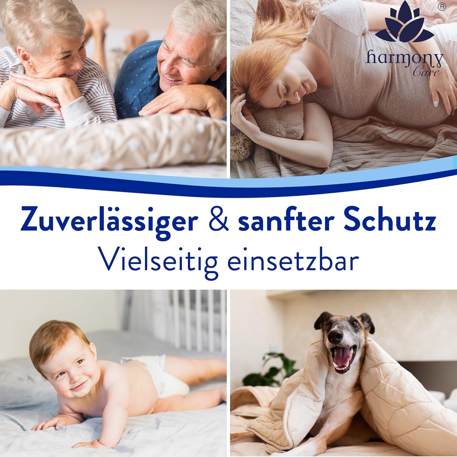 Inkontinenzauflage wasserdicht, Inkontinenzunterlage waschbar, Matratzenschoner Harmony Care, Matratzenschutz, wasserdichte Betteinlage mit Anti-Rutsch Noppen – Bild 5 von 5