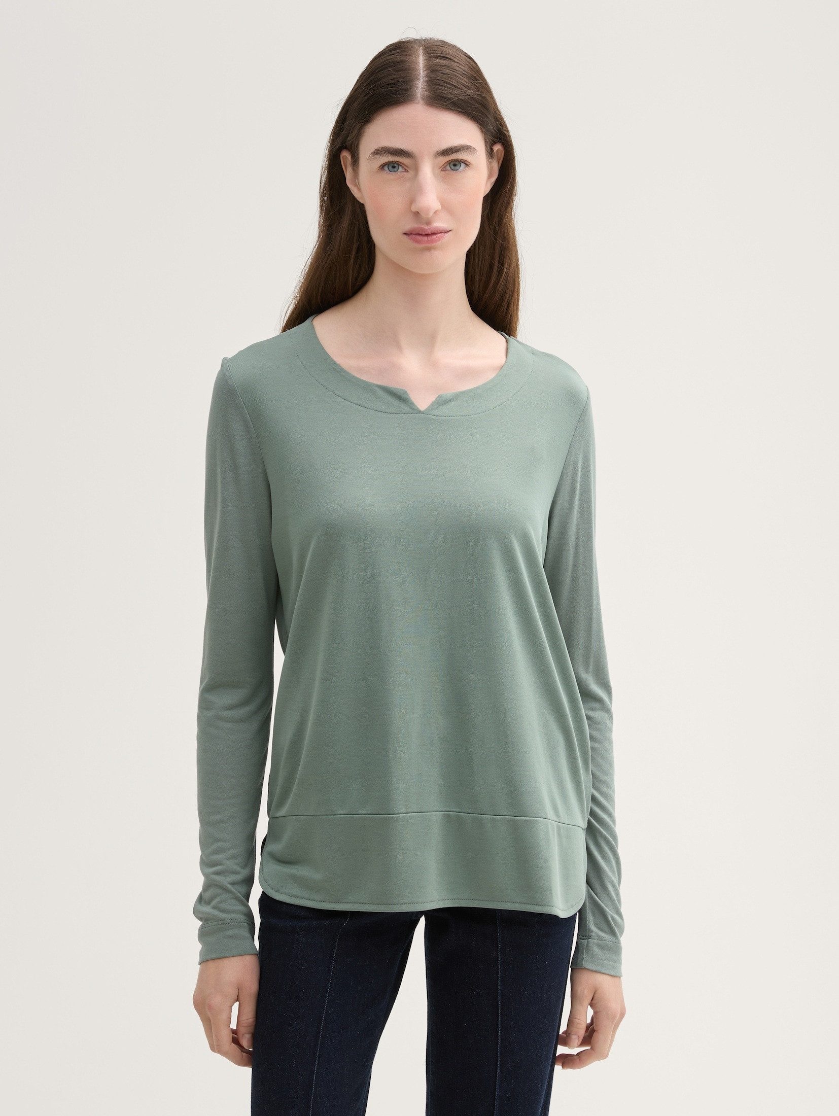 Langarmshirt Langarmshirt mit Materialmix