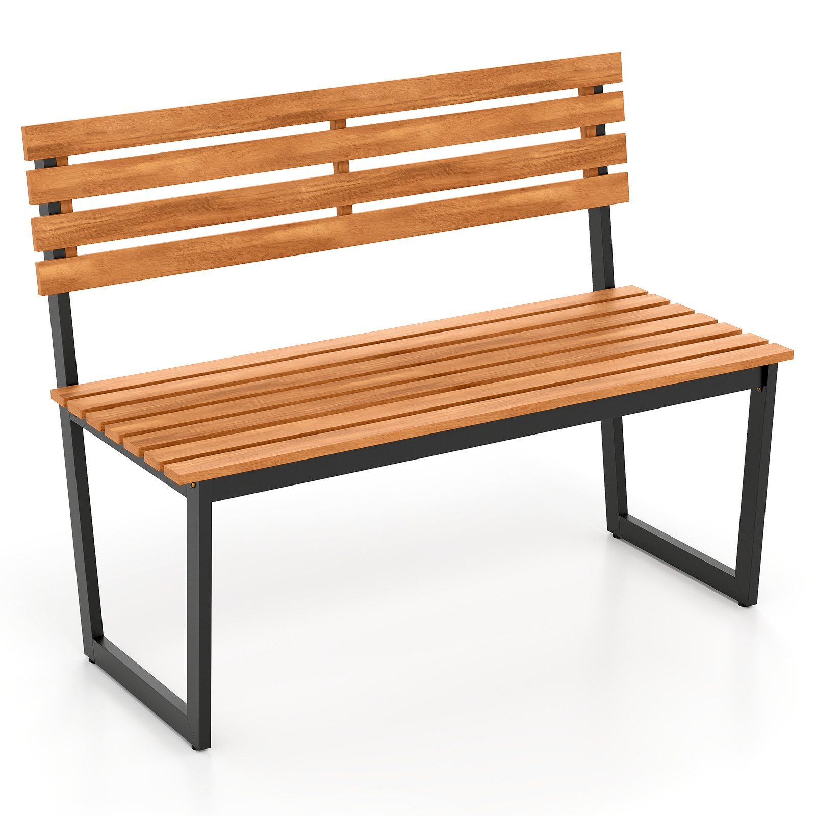 COSTWAY Gartenbank, Akazienholz, 2-Sitzer Sitzbank mit Lehnen, Metallrahmen 360kg