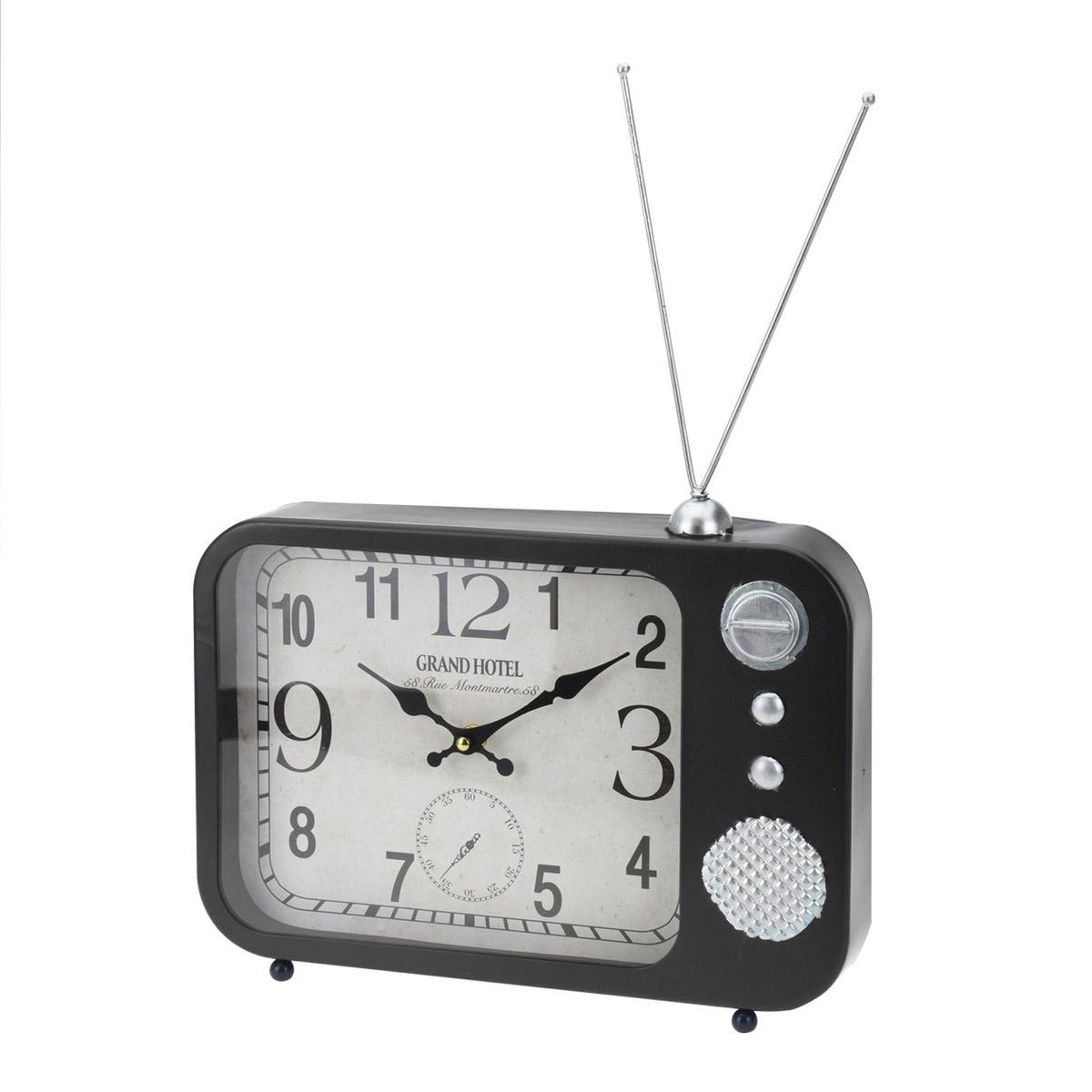 Tischuhr Wanduhr schwarz Tischuhr Radioform 23x33x5 cm Uhr Retro Radiouhr zum Aufhängen oder Stellen