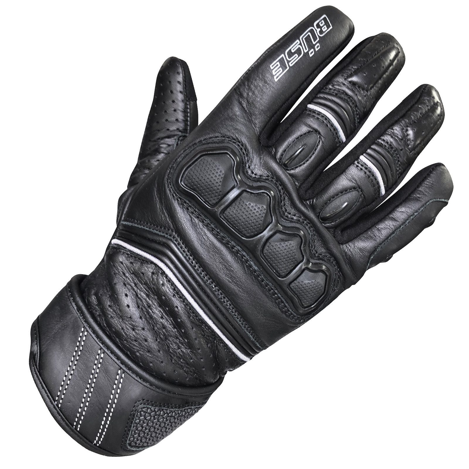 Büse Motorradhandschuhe Büse Flash Handschuhe schwarz / weiß mit Защитные