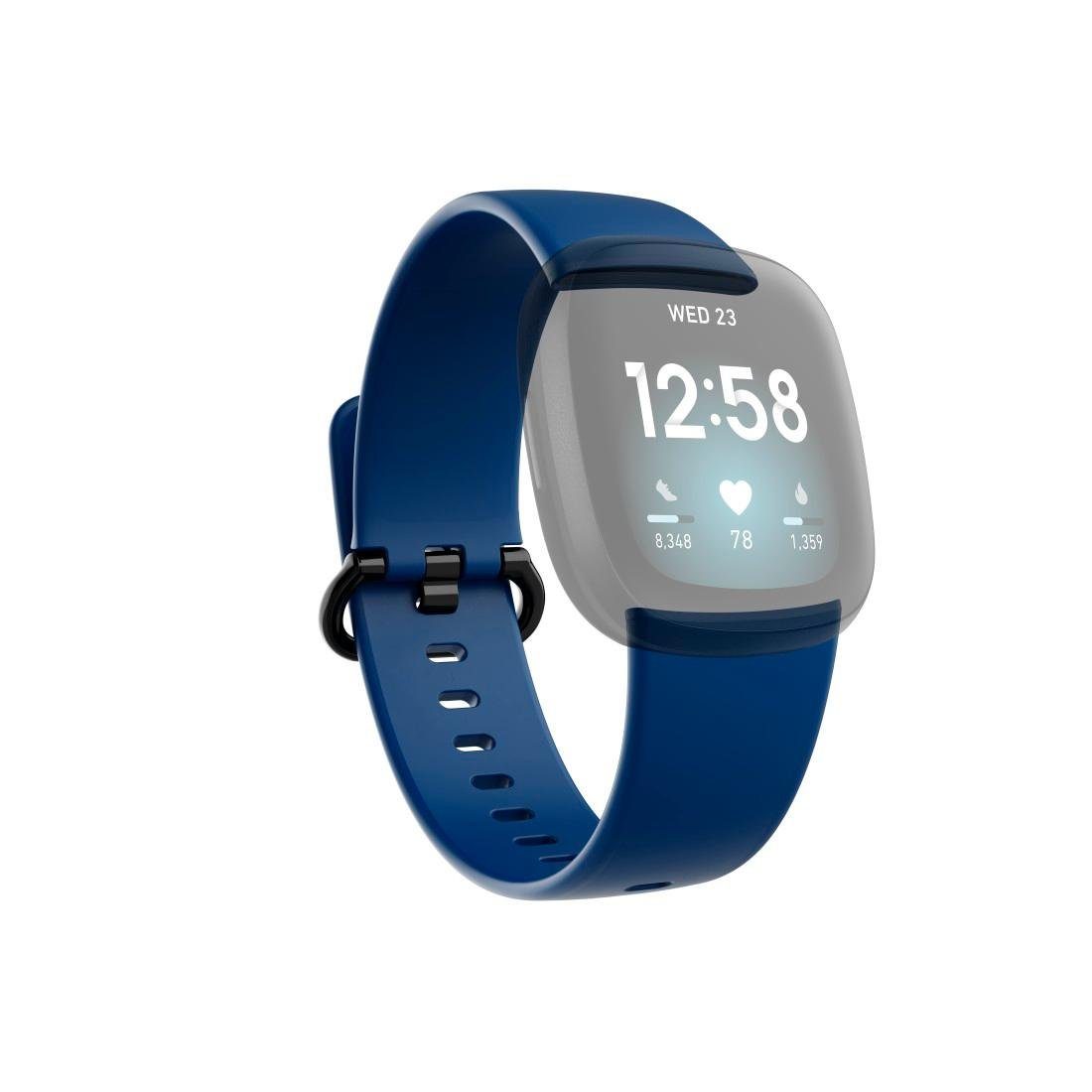 Hama Smartwatch-Armband Ersatzarmband für Fitbit Versa (2), 3/4/Sense cm TPU, Dunkelblau 22 cm/21