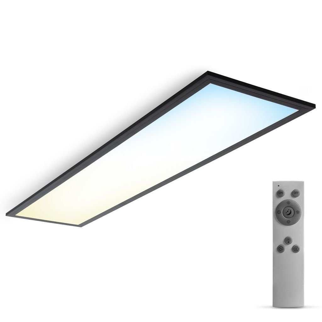 Deckenleuchte mit Timer integriert, Dimmfunktion, Farbtemperatursteuerung - Fernbedienung LED Panel Nachtlicht LED Kaltweiß, schwarz / Deckenlampe 24W Warmweiß 100x25cm dimmbar / CCT Neutralweiß B.K.Licht fest 3000-6500K 2.600lm BKL1498,