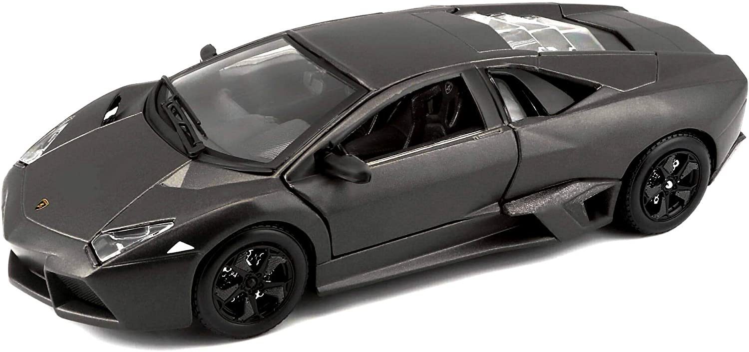 Bburago Modellauto Lamborghini Reventon (metallic-grau), Maßstab 1:24, Originalgetreue Innenausstattung
