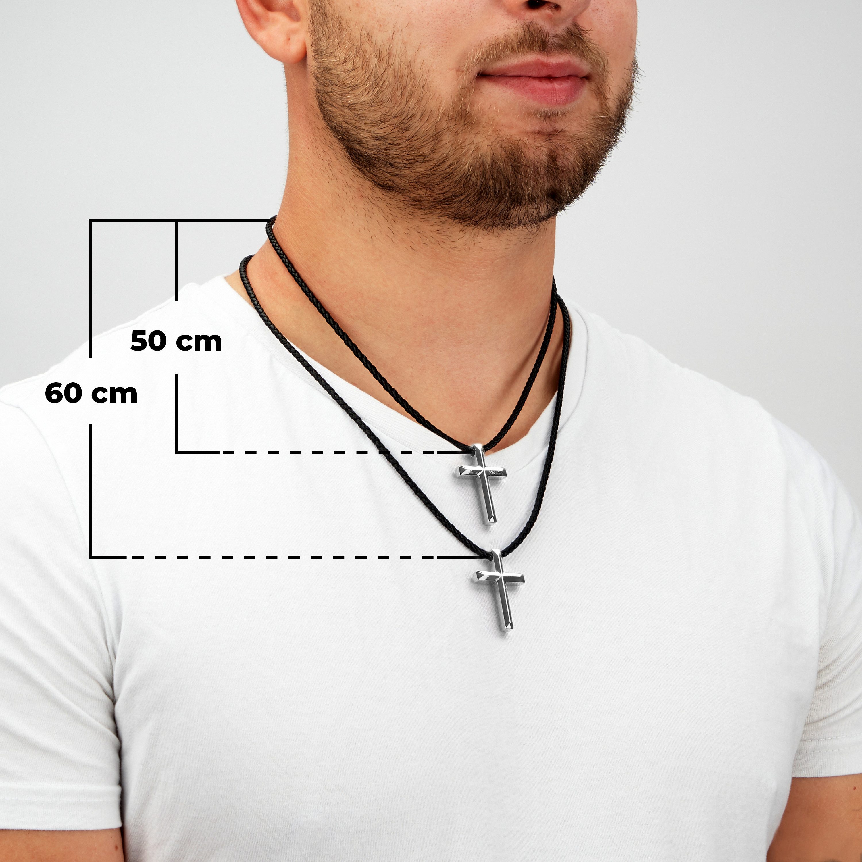SERASAR Lederband Lederhalskette mit Edelstahlanhänger "Cross" (1-tlg), aus Echtleder – Bild 4 von 5