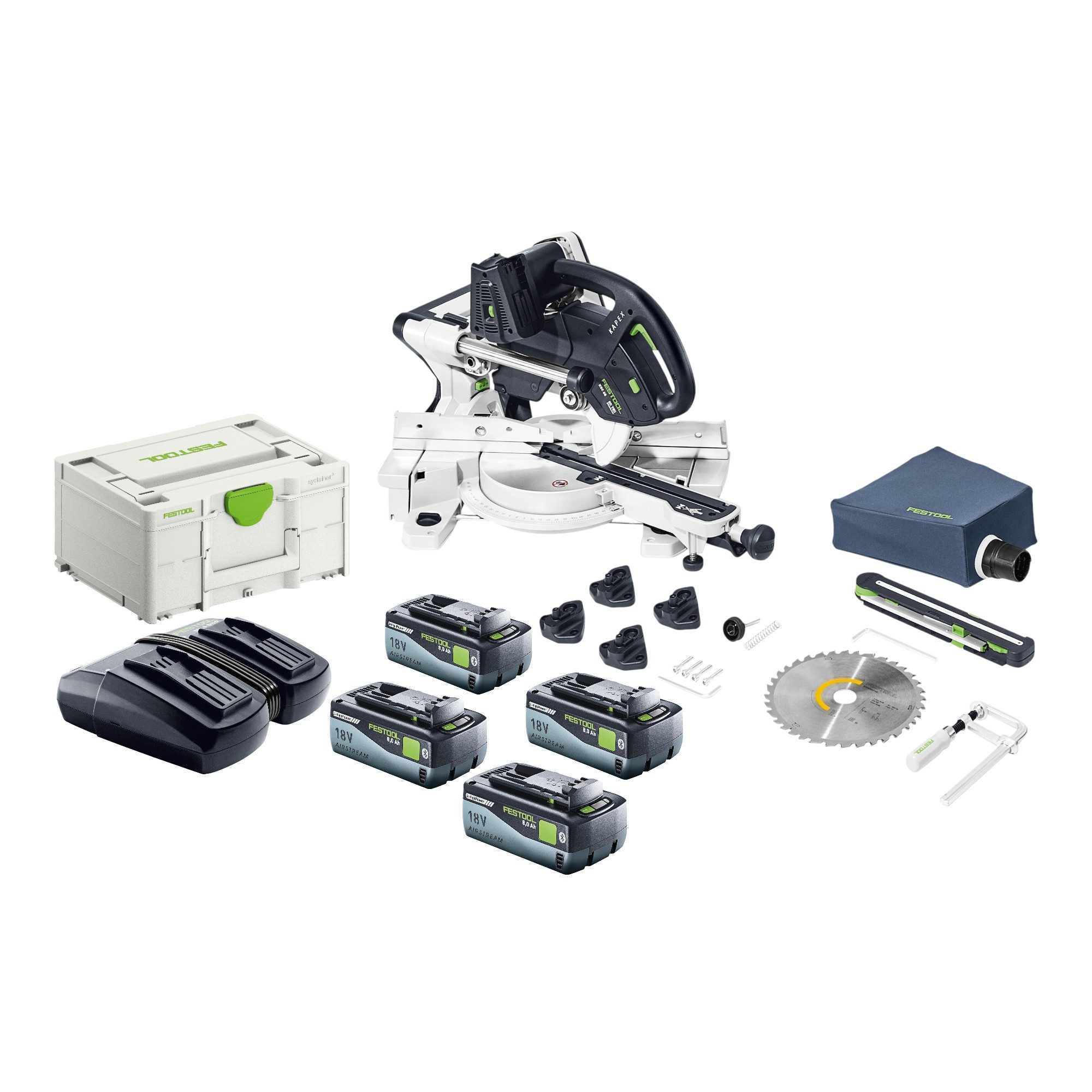 FESTOOL Kapp- und Gehrungssäge KAPEX KSC 60 EB-Basic 18V / 36V Brushless + 4x Akku 8,0Ah + Lader+ Sys