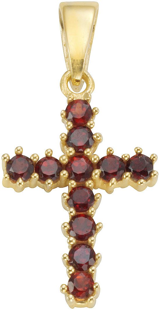 Firetti Kreuzanhänger Schmuck Geschenk Gold 333 Halsschmuck Anhänger Kreuz, mit Granat
