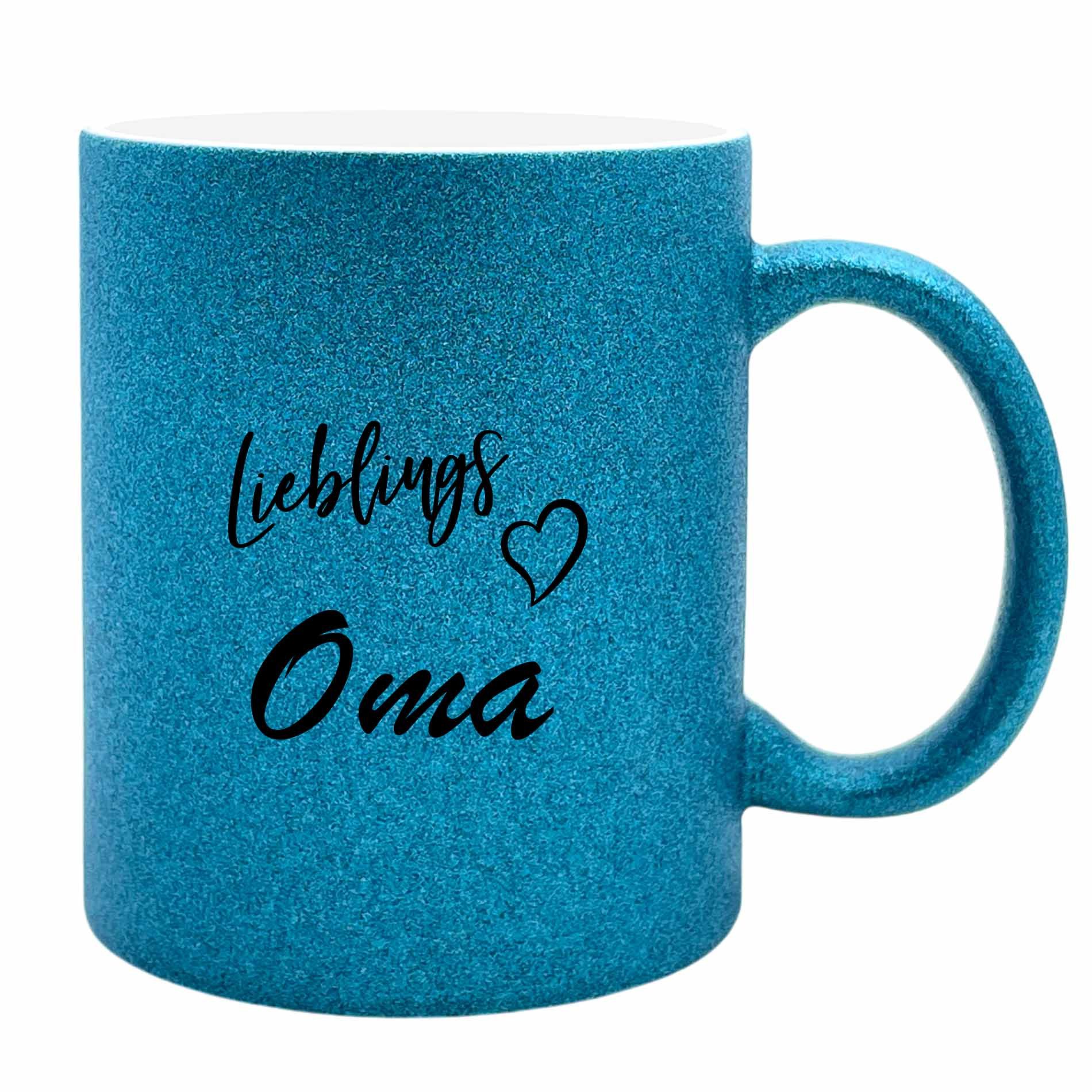 Camolo Tasse Keramik Glitzertasse Lieblings Oma Geschenkidee, Keramik