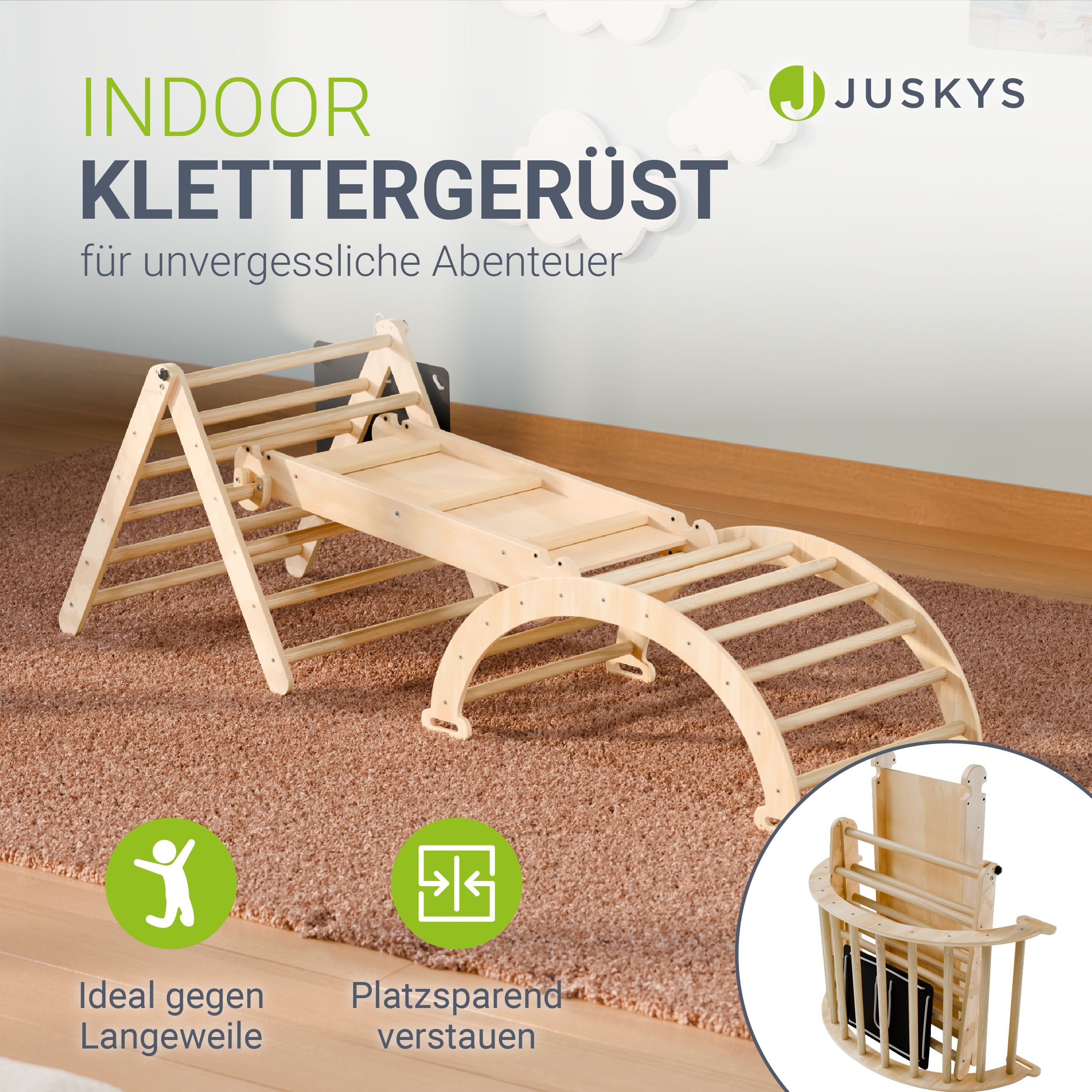 Juskys Klettergerüst Movario Klein, (4-St), Indoor Kletterdreieck, Kletterb günstig online kaufen
