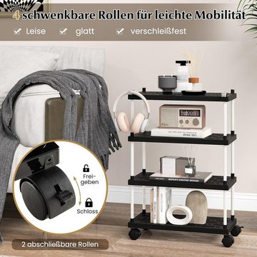 KOMFOTTEU Küchenwagen Servierwagen, mit 4 Ebenen, Abtropfgestell & Seitenhaken