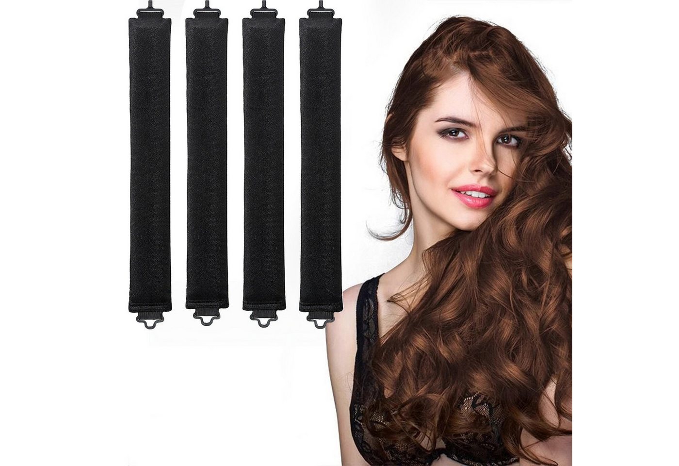 FOUORTUNATE-BEE Lockenwickler Heatless Lockenwickler Set 4er – Über Nacht Volumen & Wellen, Schlaf-Lockenstab ohne Hitze für mittellanges Haar
