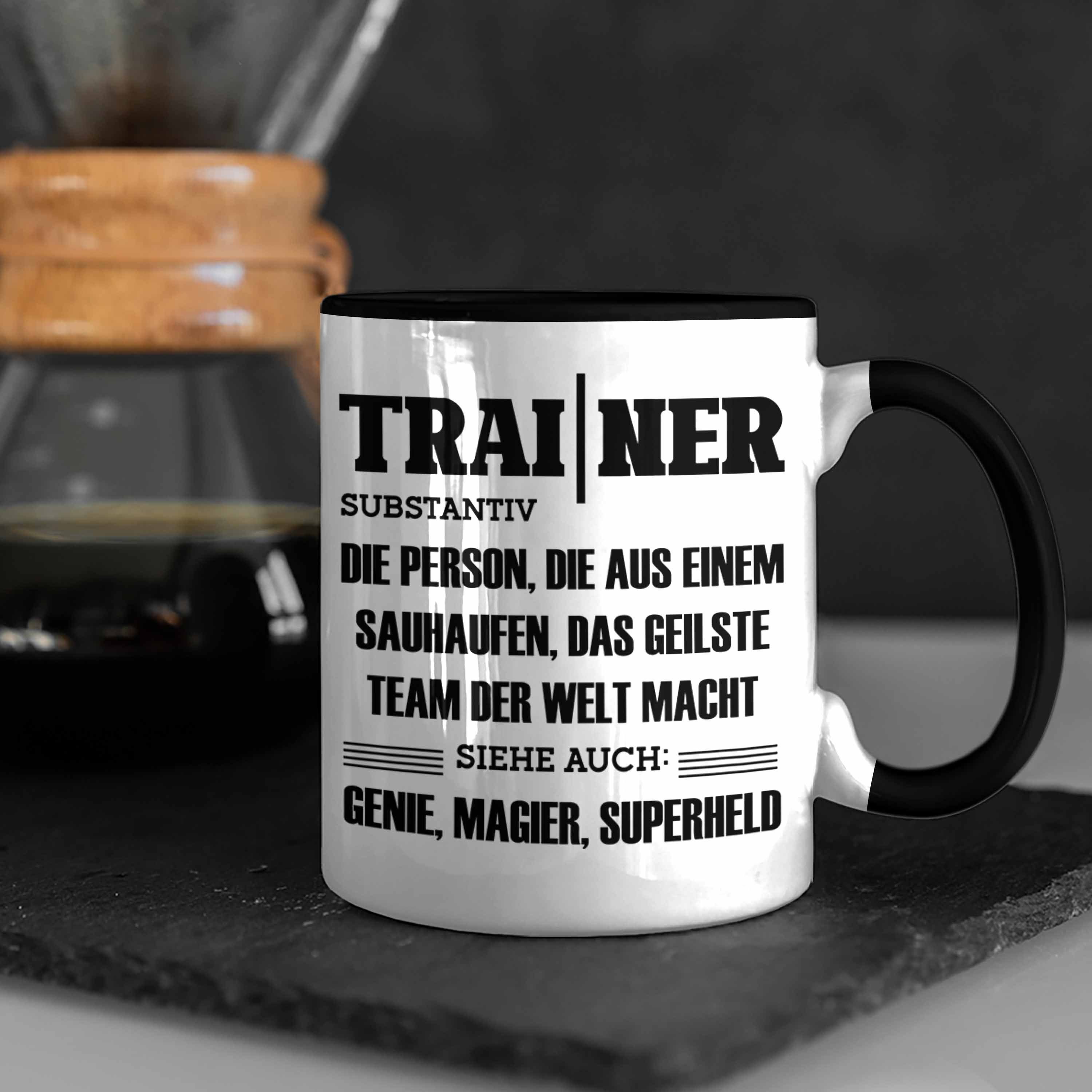 Trendation Trainer Tasse Geschenk Schwarz Coach Spruch Geschenkidee Tasse Bester