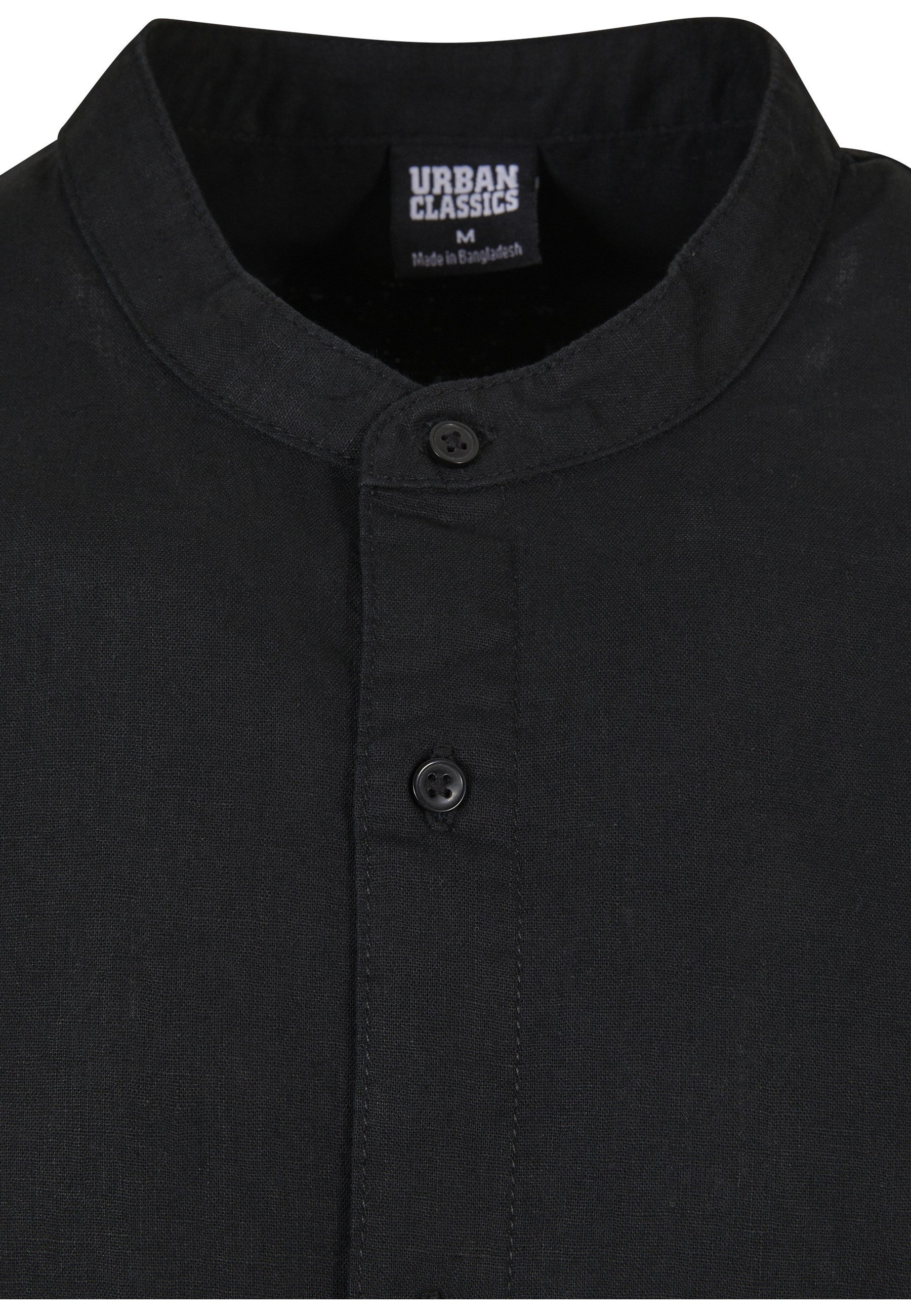 URBAN CLASSICS Langarmhemd Urban Classics Herren Cotton Linen Stand Up Collar Shirt (1-tlg)