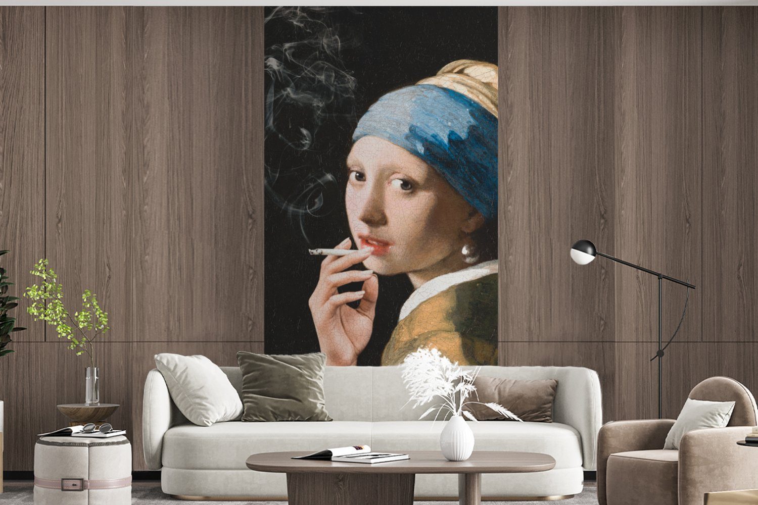 MuchoWow Fototapete Vliestapete bedruckt, (2 Fototapete - Rauchen, Küche, Vermeer für Schlafzimmer Matt, Zigarette St), - Wohnzimmer