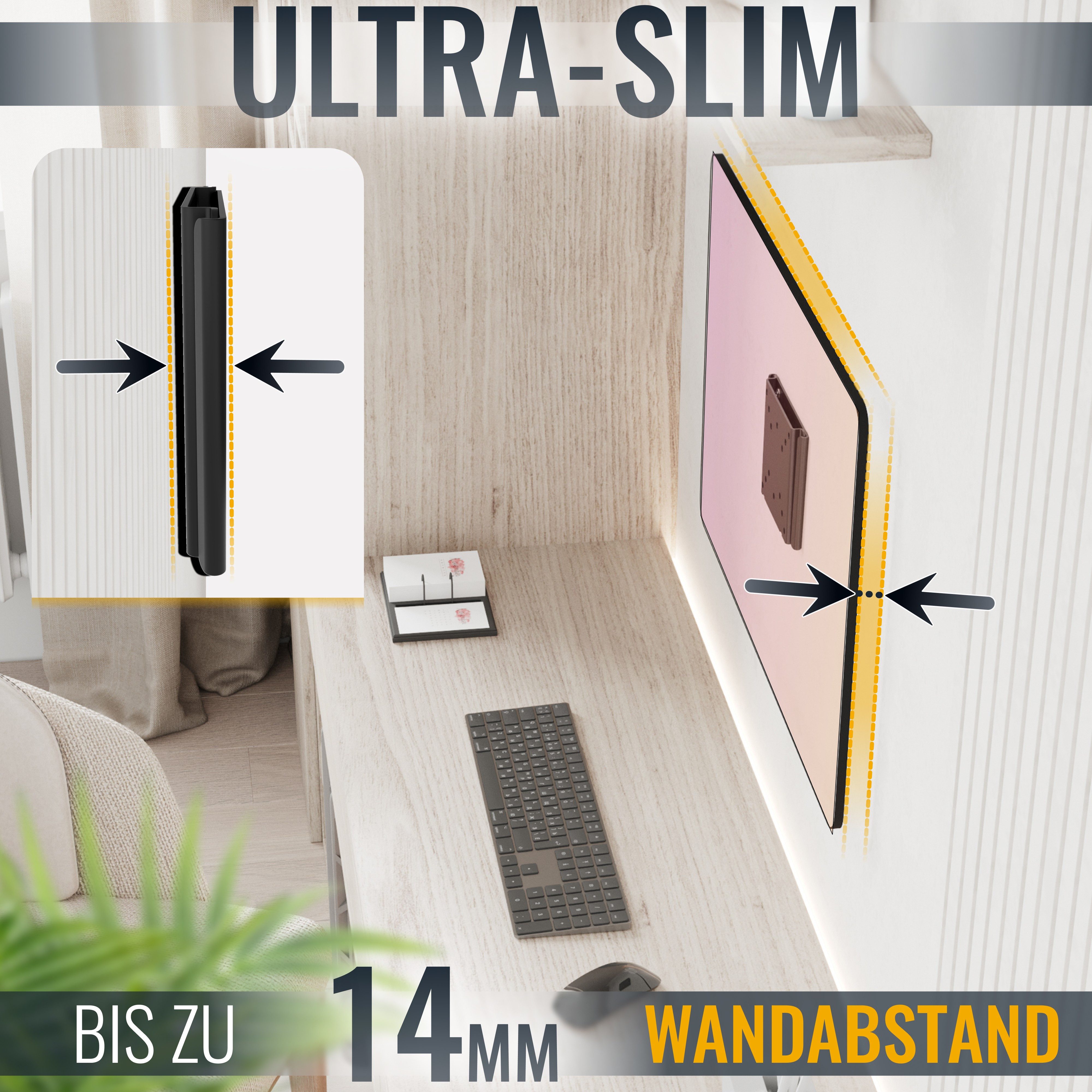 RICOO TV-Wandhalterung TV Monitor Wandhalterung 13"-32" bis 30 Kg flach F0311, (bis 32 Zoll, VESA 50x50 bis 100x100, 1-tlg., 30 Kg Aufnahme, 13" bis 32" (33-81 cm) Bildschirm Diagonale, flach curved Fest Slim Fernseher Monitor Wand Halterung)