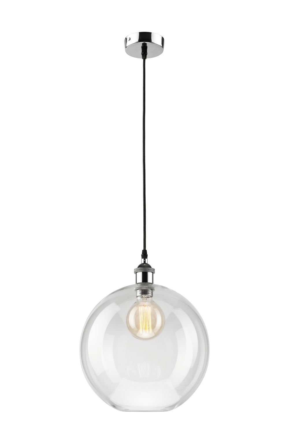 Licht-Erlebnisse Pendelleuchte CHLOE, ohne Leuchtmittel, Hängeleuchte Retro Glas klar Pendelleuchte Esszimmer Küche Lampe