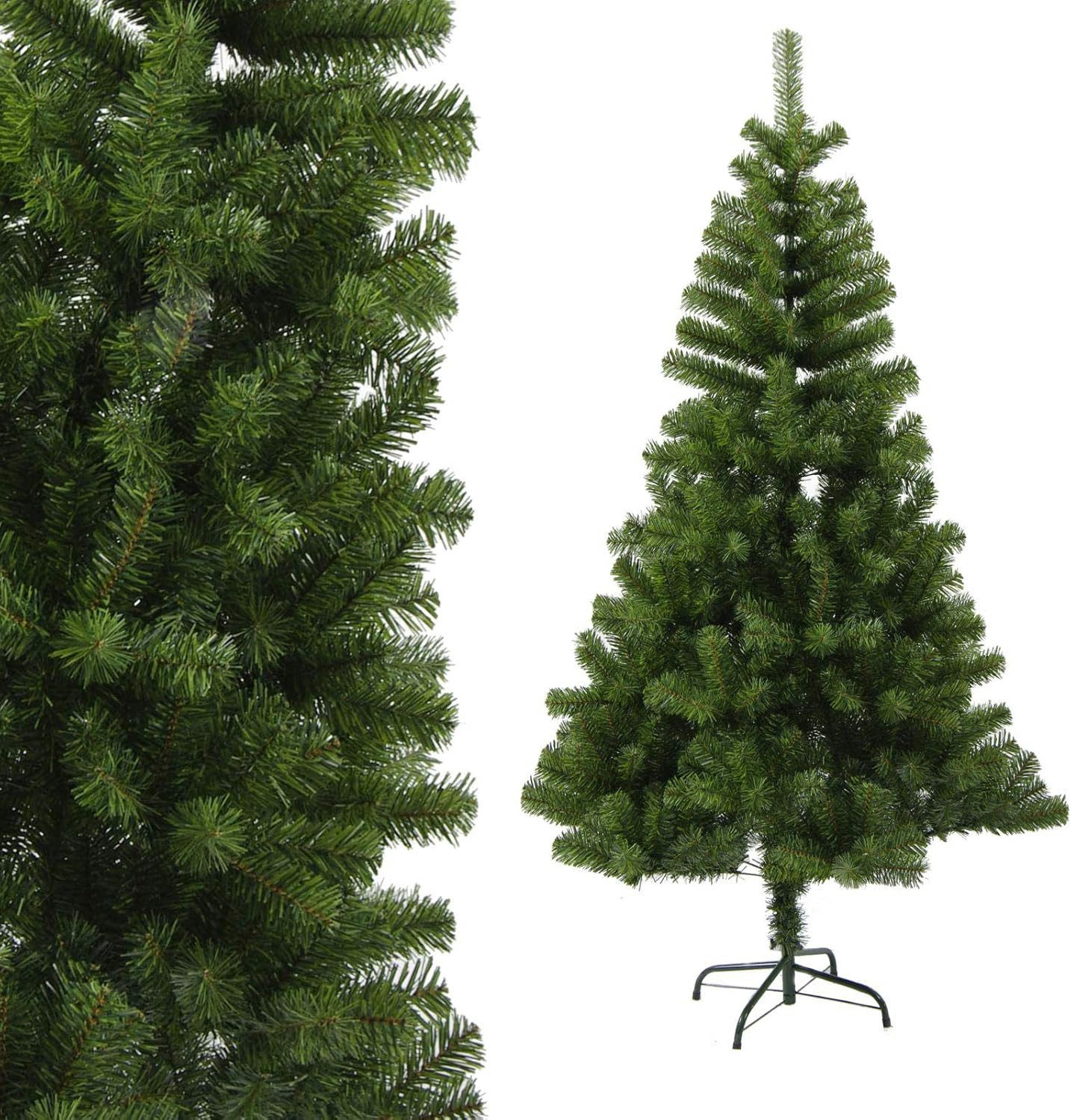 Trade-Shop Künstlicher Weihnachtsbaum Tannenbaum Christbaum Tanne, Plastik, Grün, PVC mit Plastik-Standfuß, 90 cm, 120 Spitzen