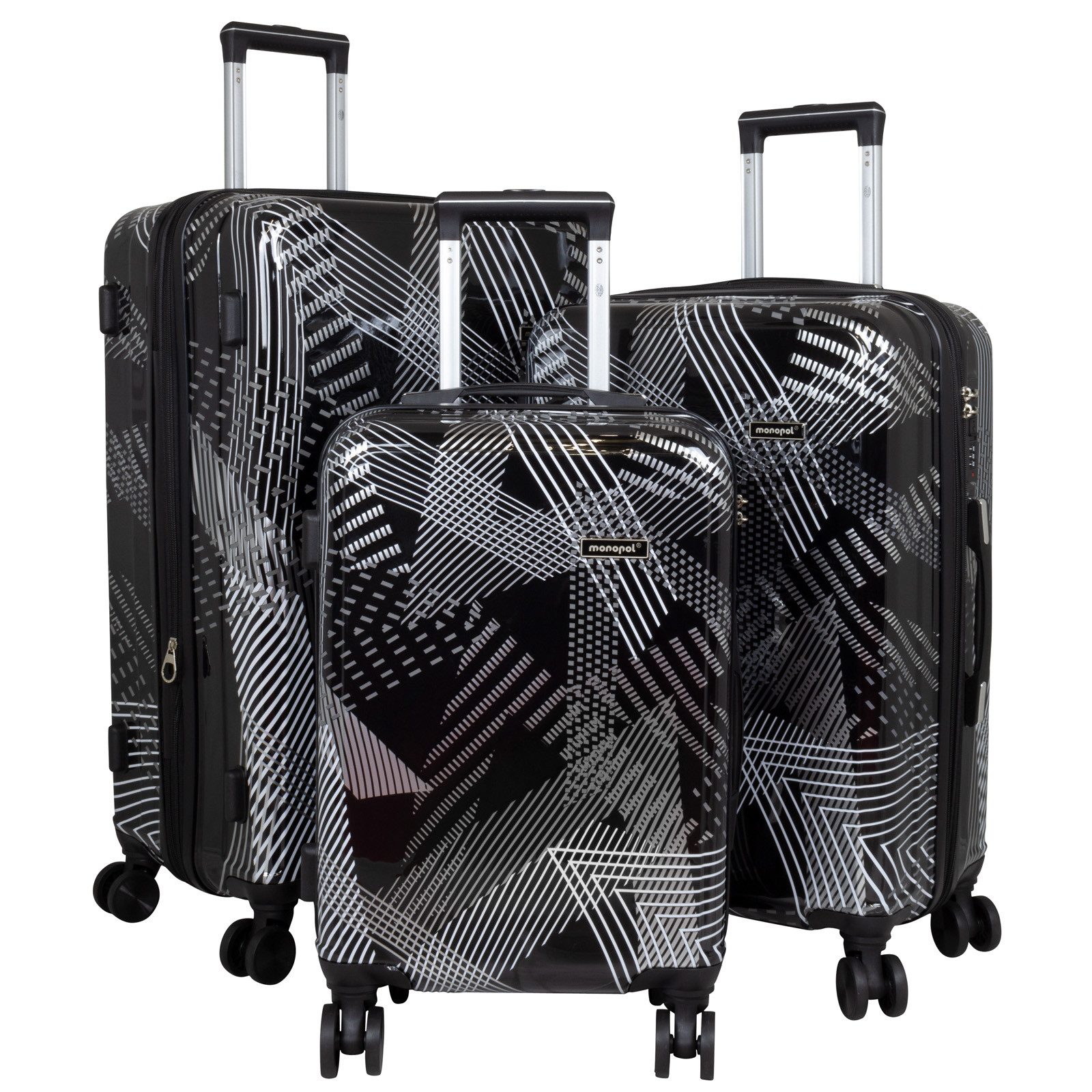Trendyshop365 Trolleyset Kofferset 3tlg Ravenna,4 Designs, 4 Rollen, (Trolley, 3 tlg., Hartshale), Print-Design, Polycarbonat, Zahlenschloss